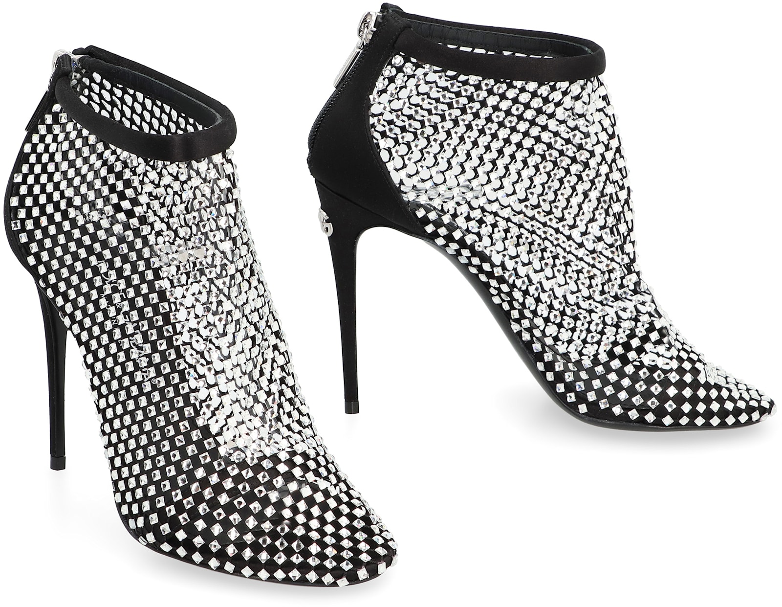 Dolce & Gabbana Rhinestone-embellished Satin Pumps In Black