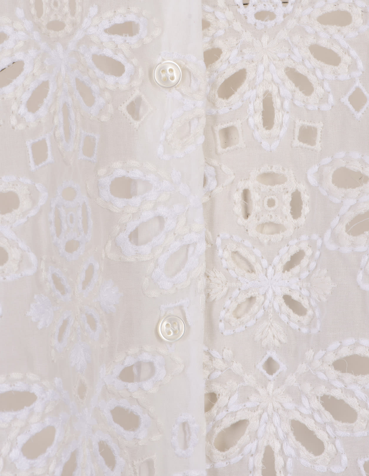 Ermanno Scervino White Over Shirt With Sangallo Lace Cut-outs In White
