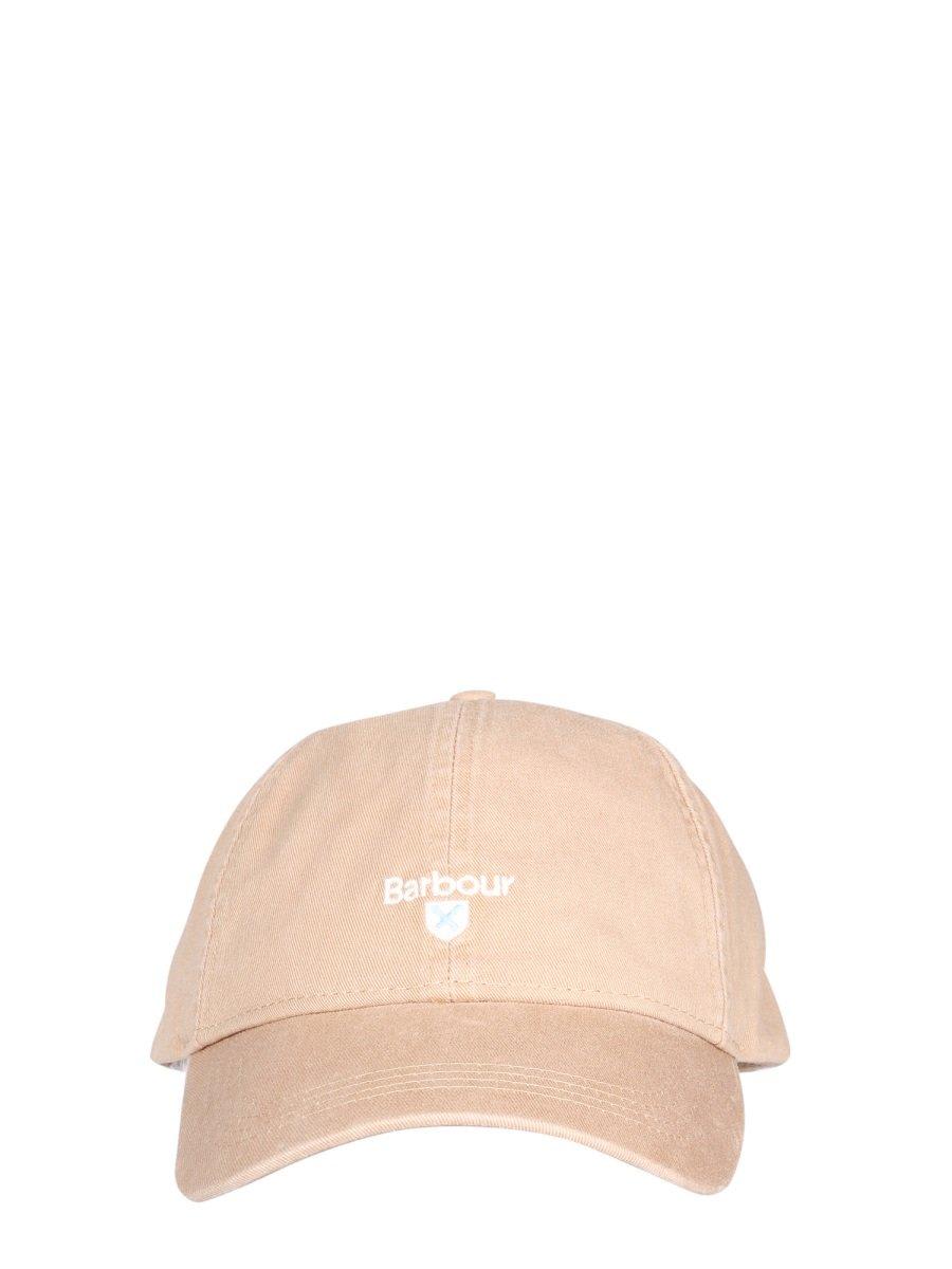 Shop Barbour Logo Embroidered Baseball Cap In Beige