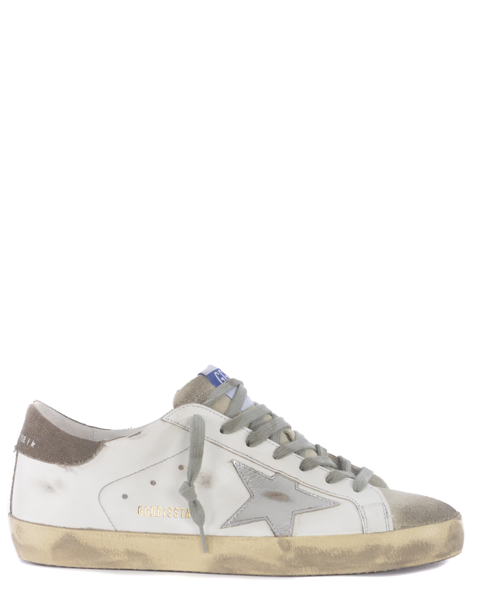 Golden Goose Super-star Sneakers In Leather In Bianco