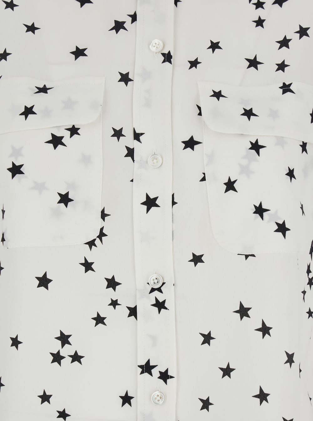 Shop Equipment White Shirt With All-over Star Motif And Patch Pockets On The Chest In Silk Woman