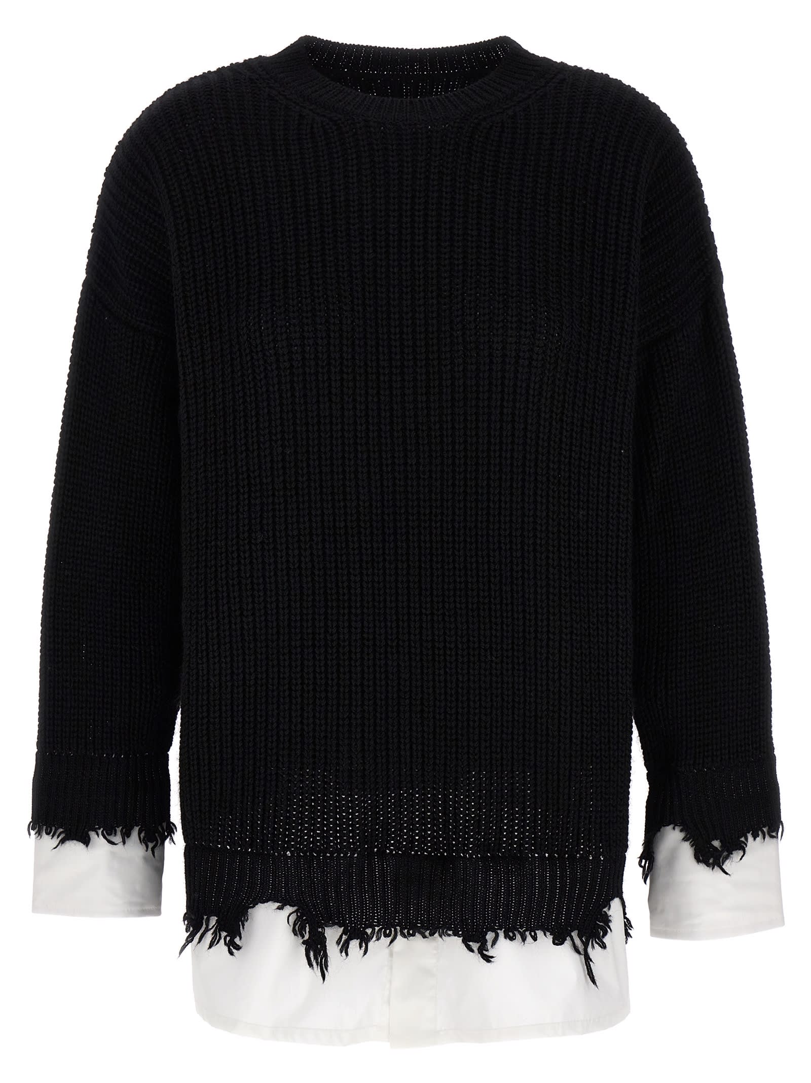 Shop Mm6 Maison Margiela Shirt Insert Sweater In Black