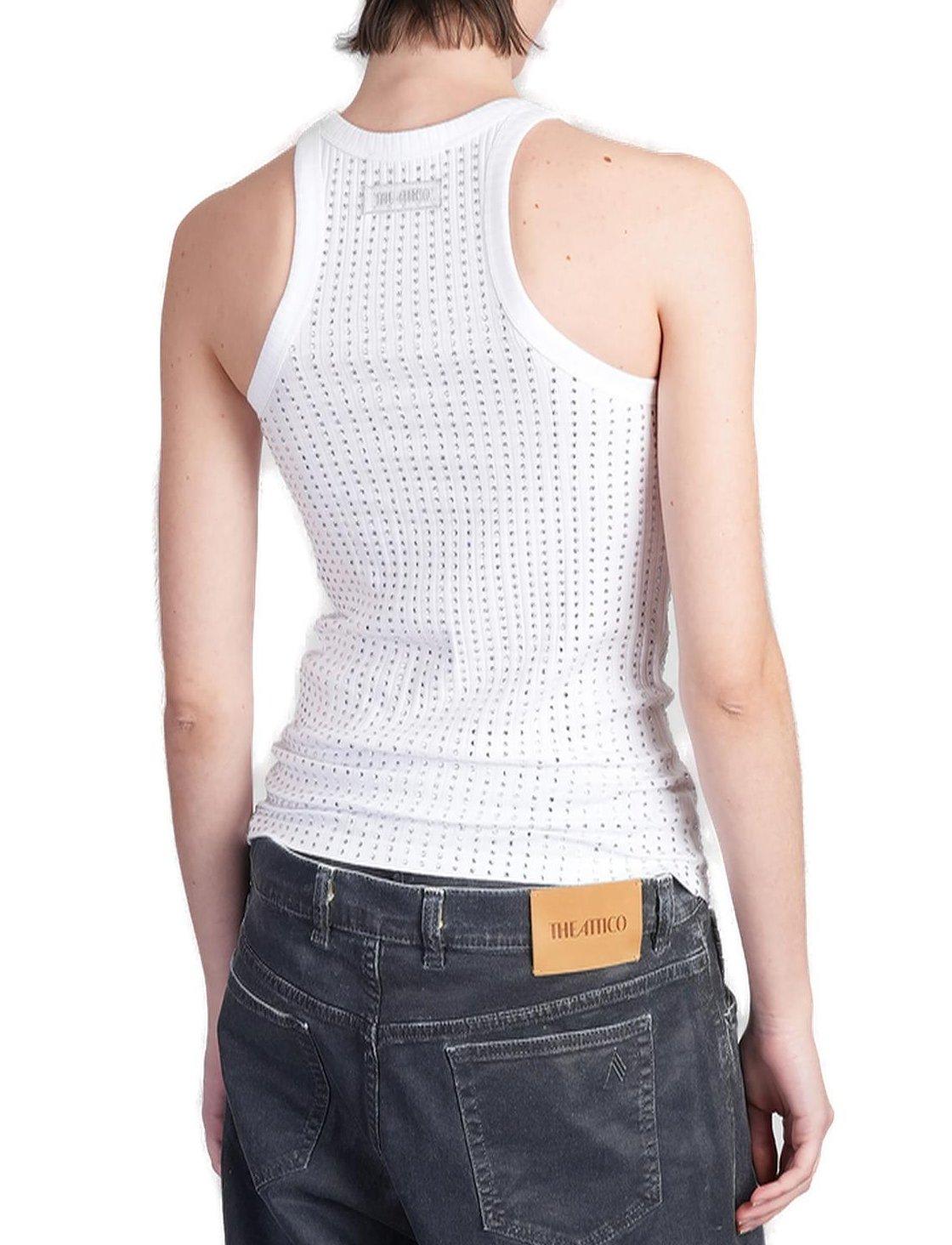 Attico Top With Crystals In White