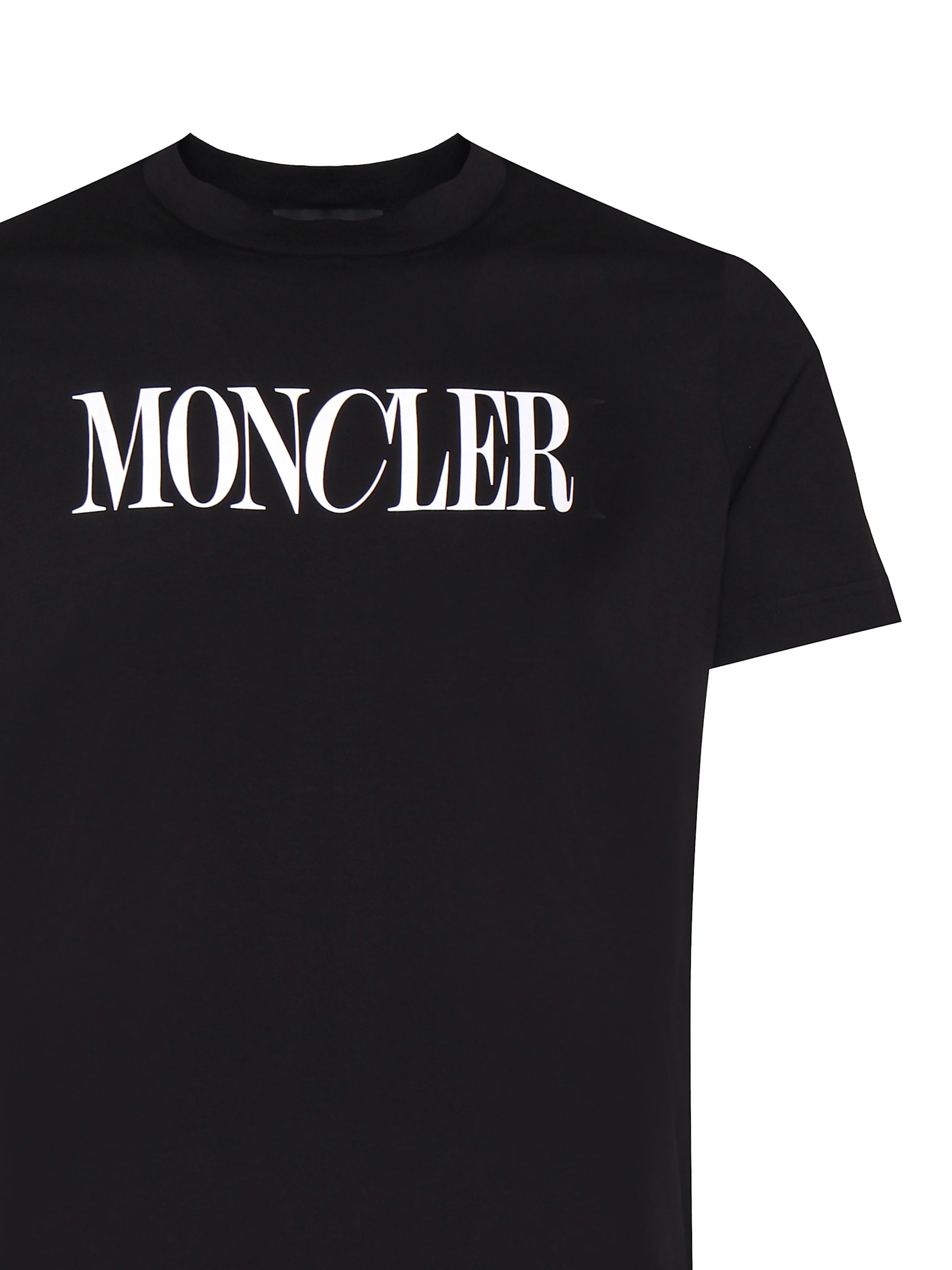 Shop Moncler Logo Printed Crewneck T-shirt In Black