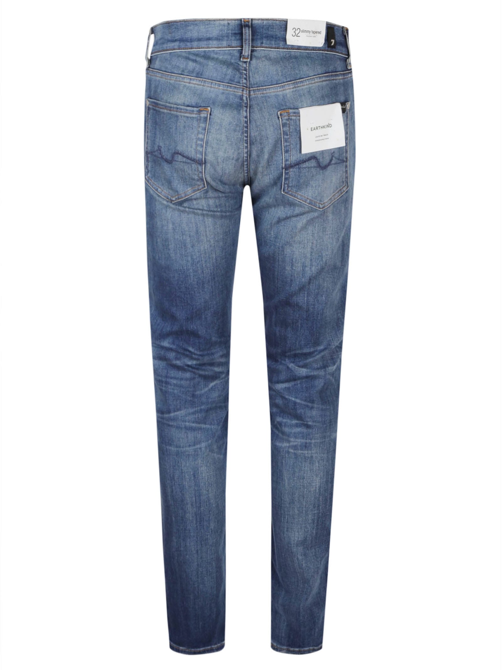 Shop 7 For All Mankind Slimmy Tapered Strtekcas In Mid Blue