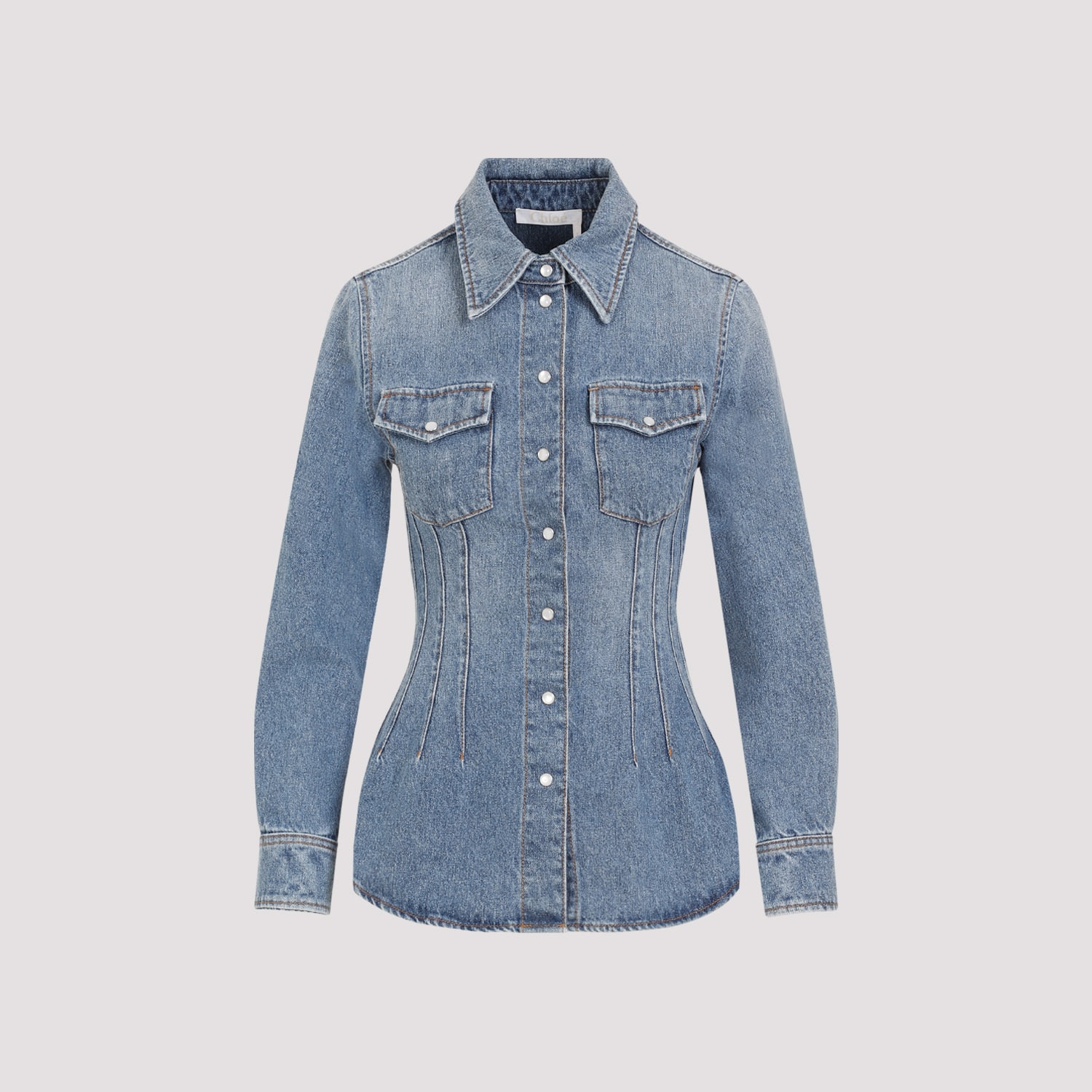 Shop Chloé Denim Shirt In Foggy Blue