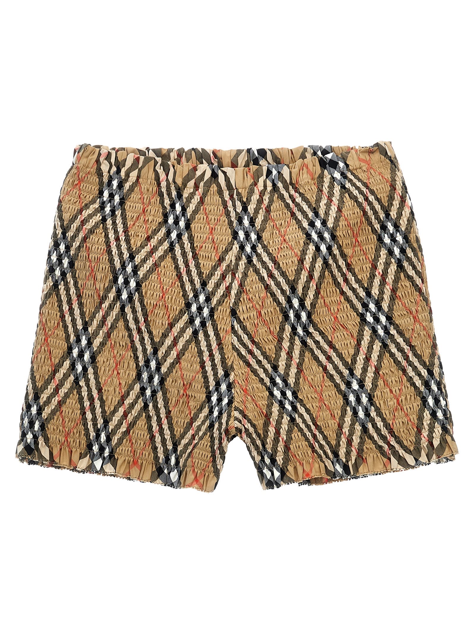 Burberry Smock Stitch Bermuda Shorts In Beige