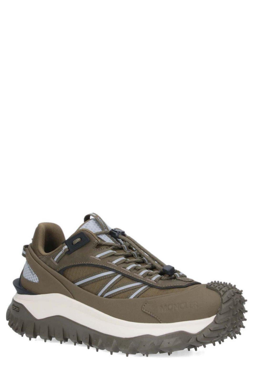 Shop Moncler Round Toe Lace-up Sneakers In Sand