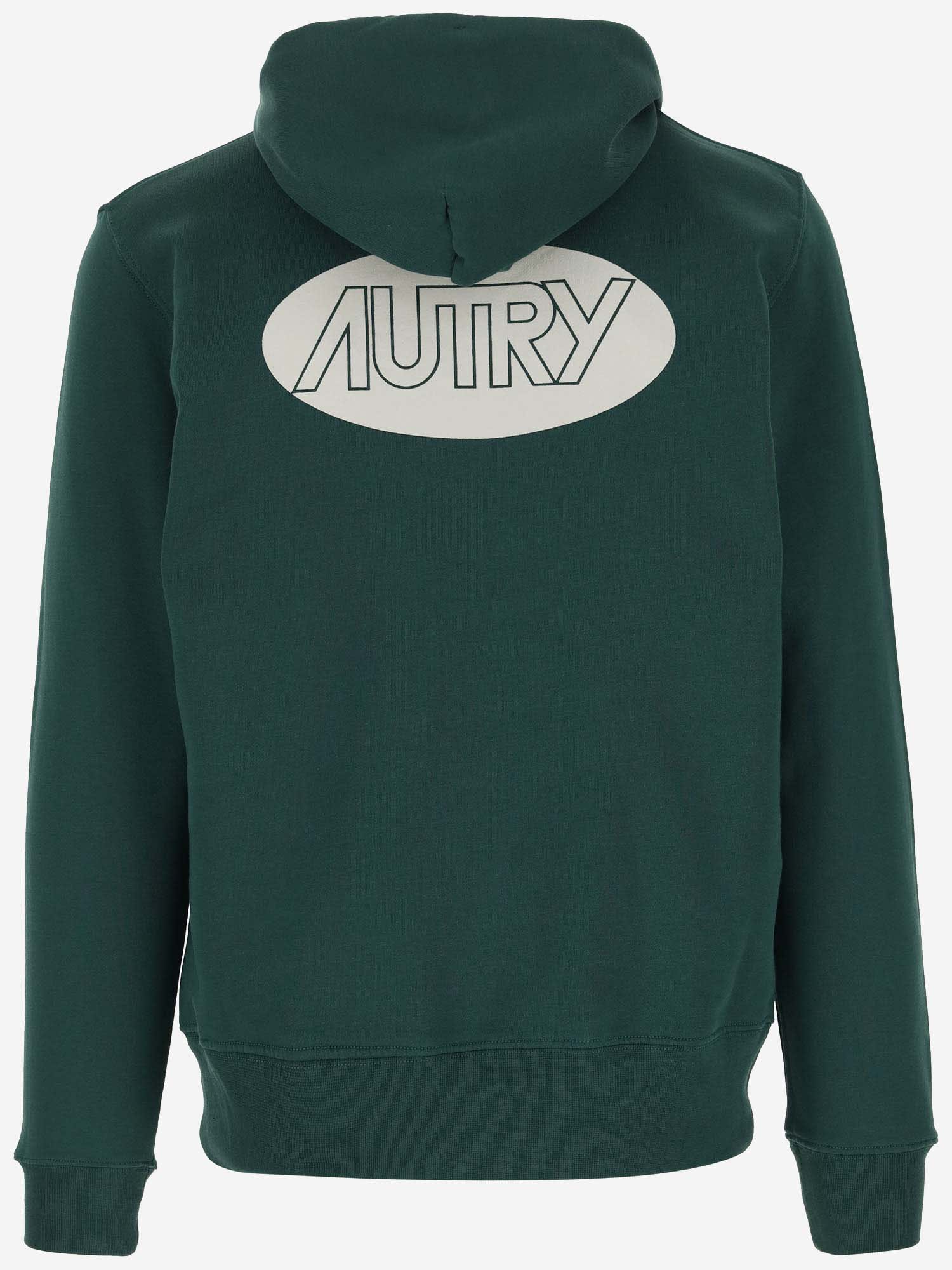 Shop Autry Logo Cotton Hoodie In Green