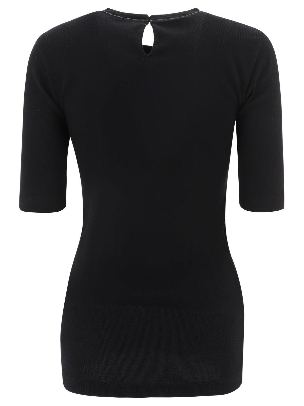 Shop Brunello Cucinelli Embellished Short-sleeved T-shirt In Nero