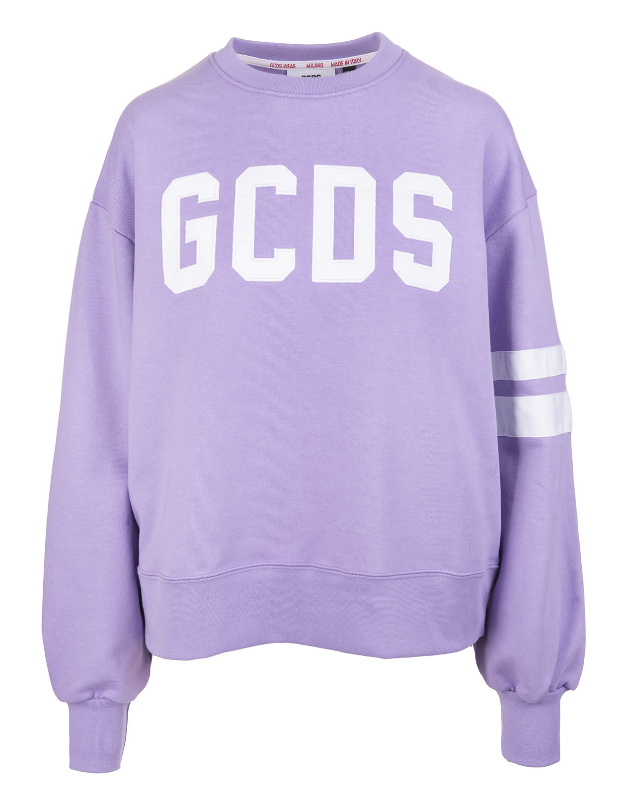 GCDS Woman Lilac Round-neck Sweatshirt With Logo