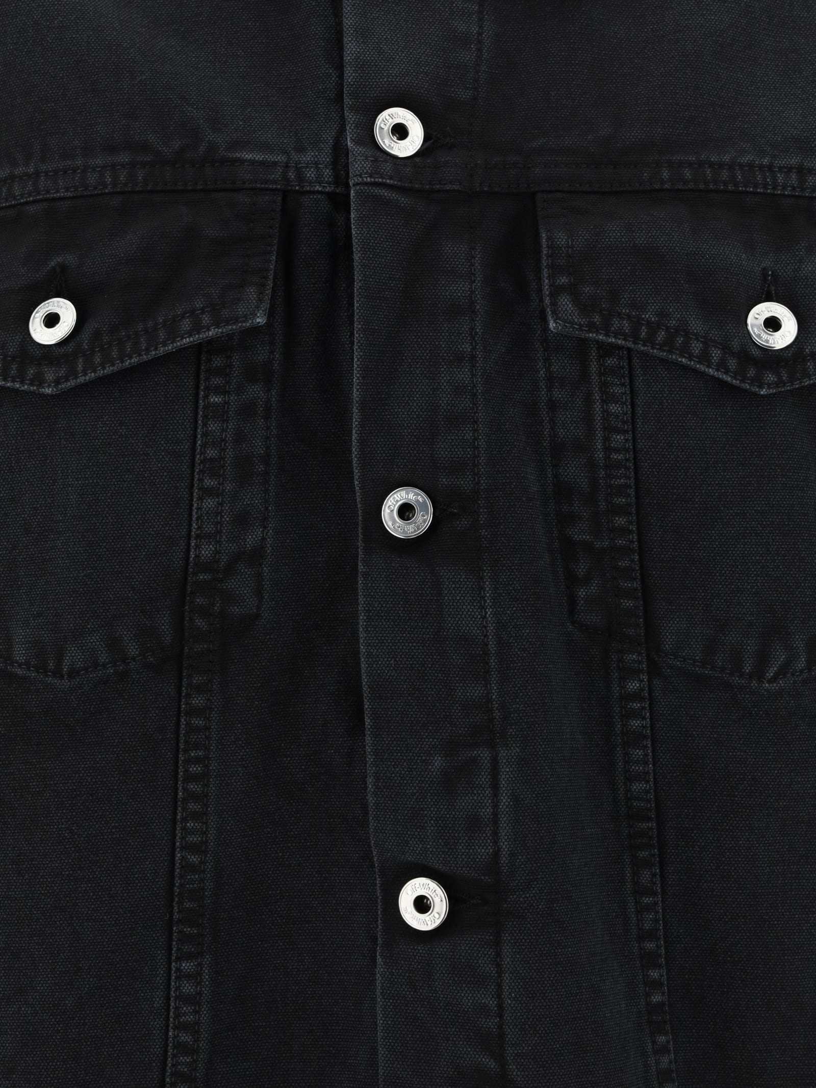 Shop Off-white Denim Jacket In Black White