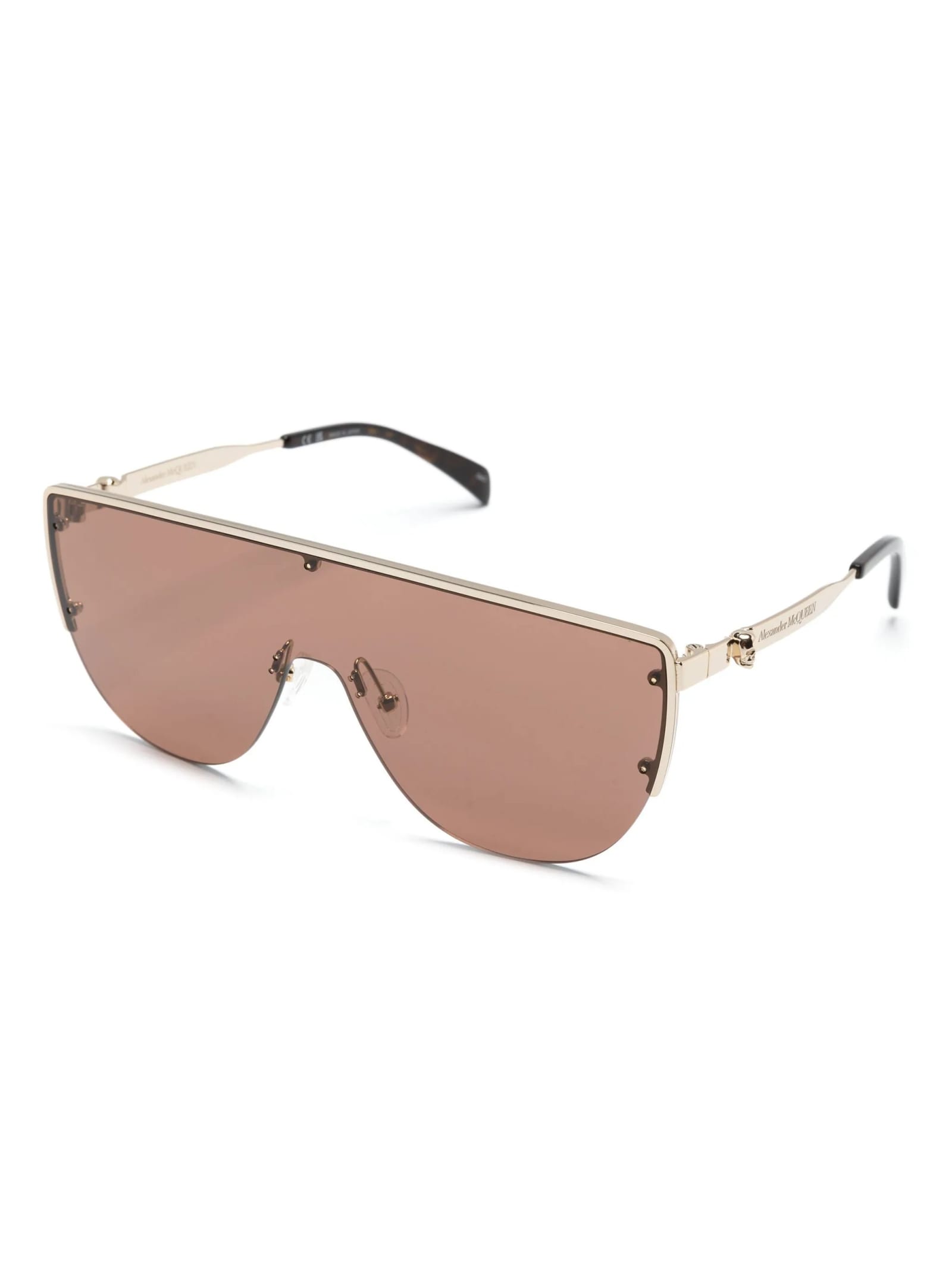 Shop Alexander Mcqueen Eyewear Skull Sunglasses In Gold In Golden