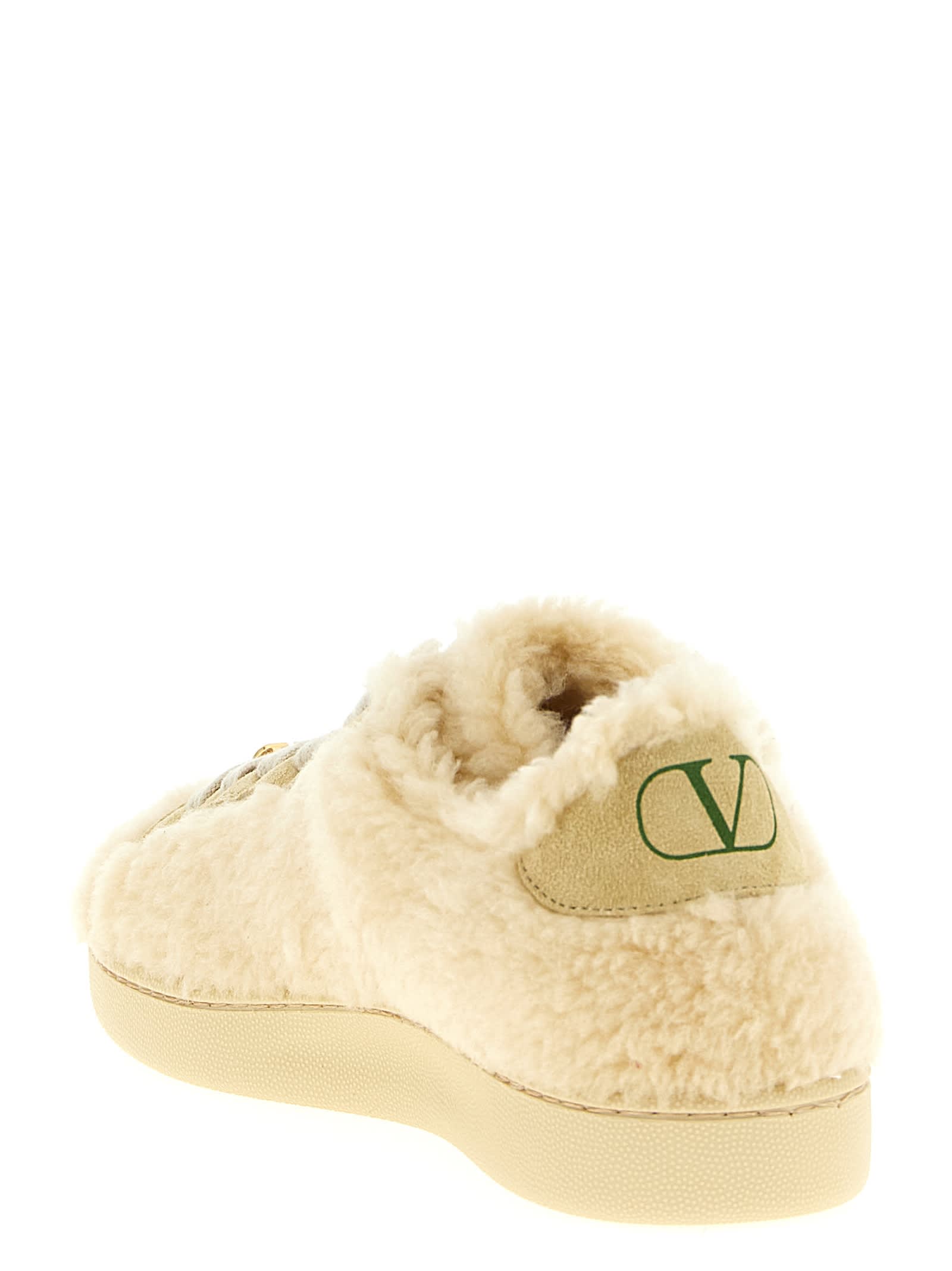 Valentino Royco Low-top Faux Fur Sneakers In Neutral