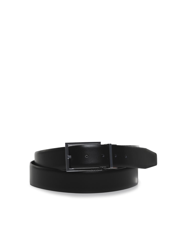 Hugo Boss Leather Belt With Metal Buckle In Black