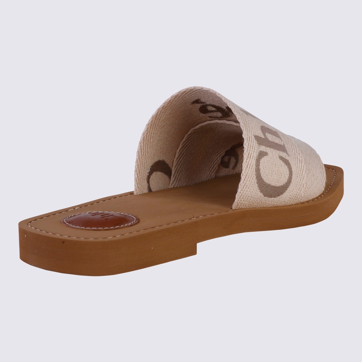 Chloé Blushy Beige Canvas Woody Flats In Neutral