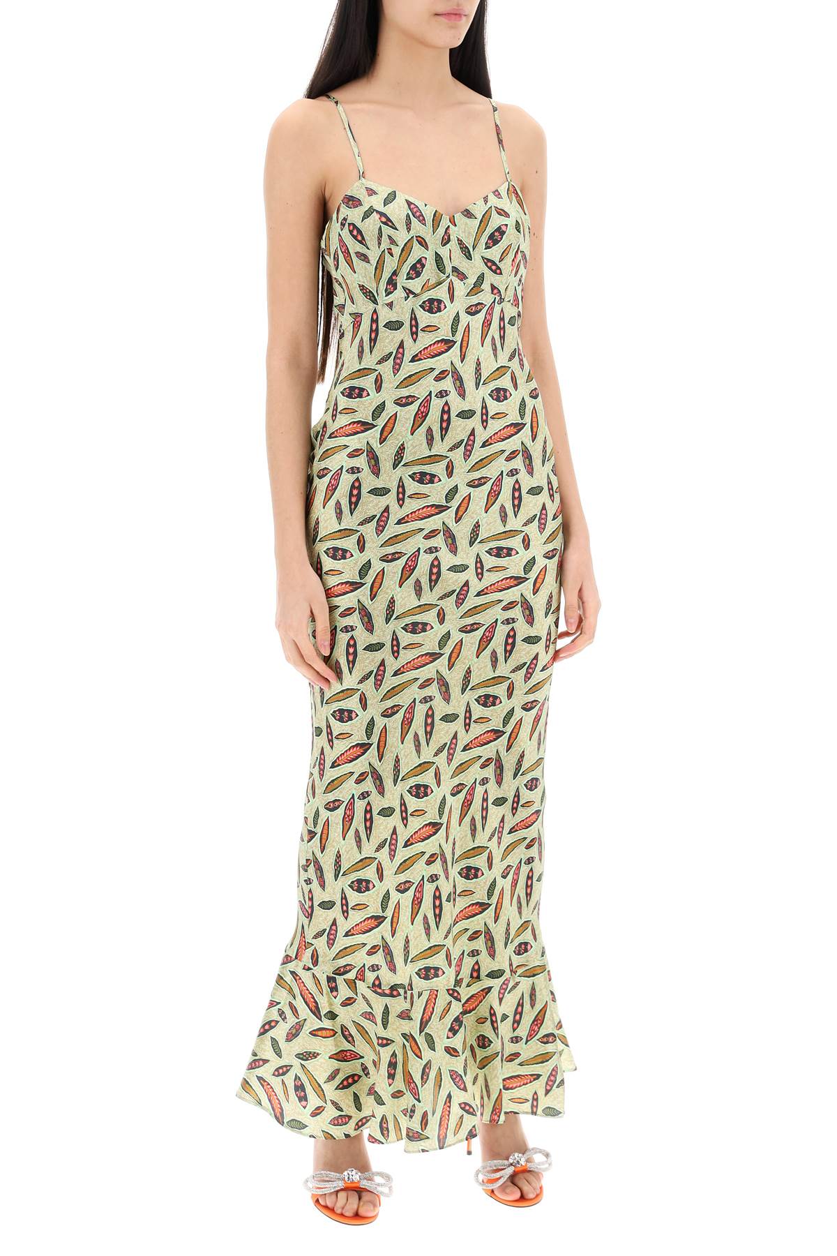 Shop Saloni Ig Sleeveless Dress Mimi In Linden Sage (green)