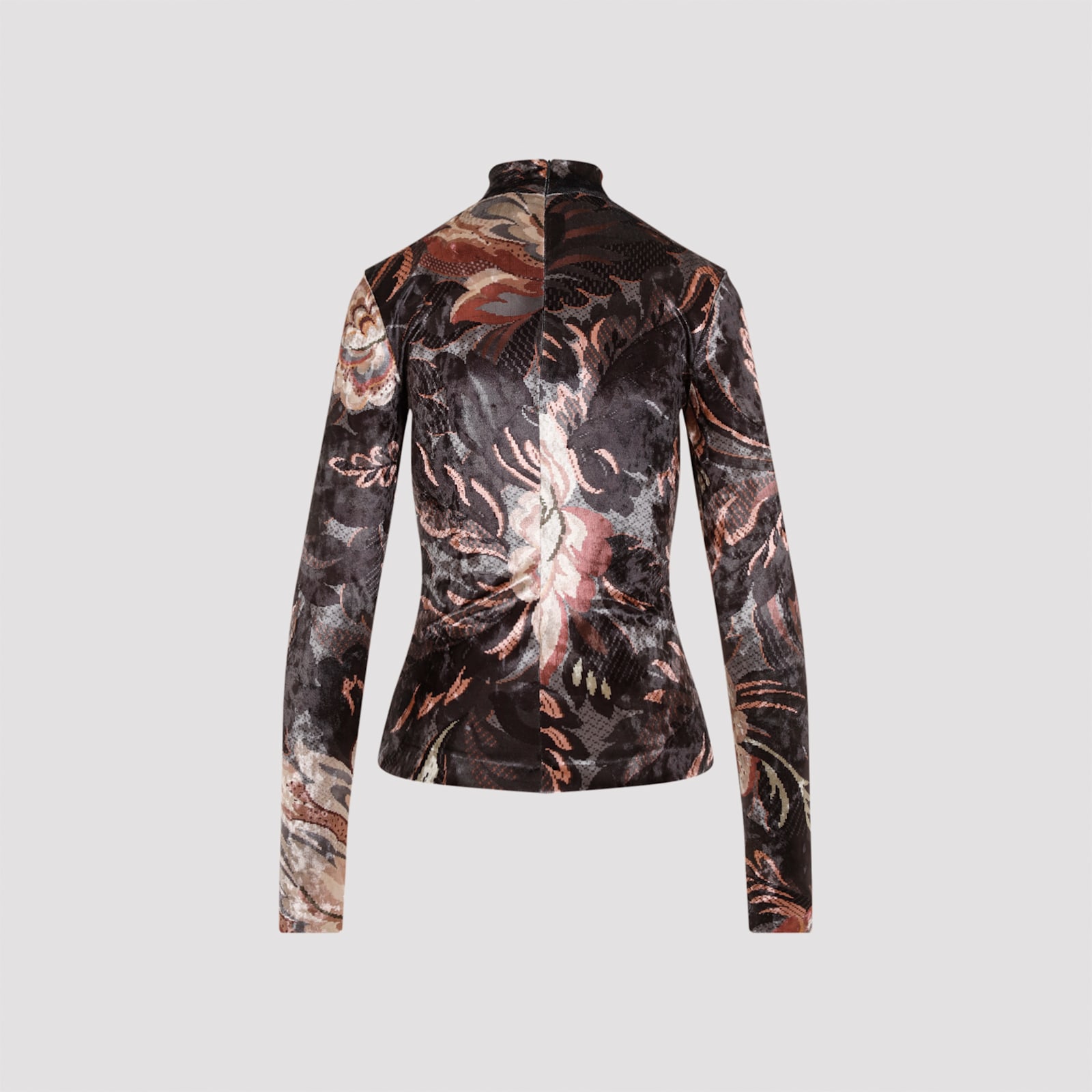 Shop Etro Velvet Top In Print Grey