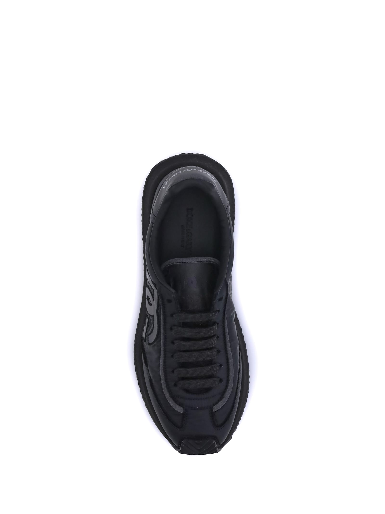 Dolce & Gabbana Low-top Nylon Sneakers With Leather Inserts In Black