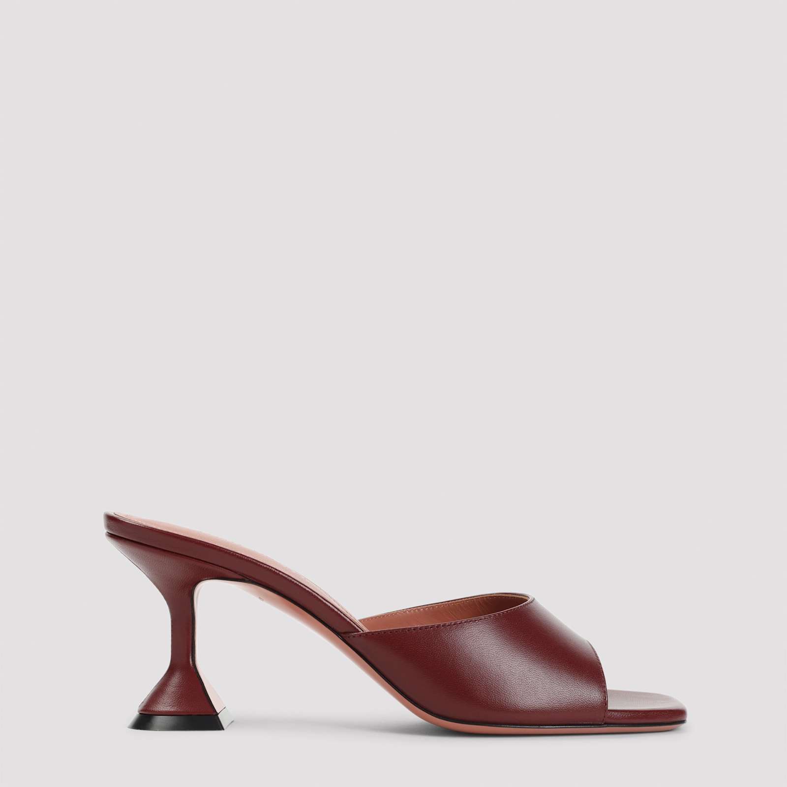 Amina Muaddi Wine Red Nappa Leather Lupita 70 Slippers In Brown