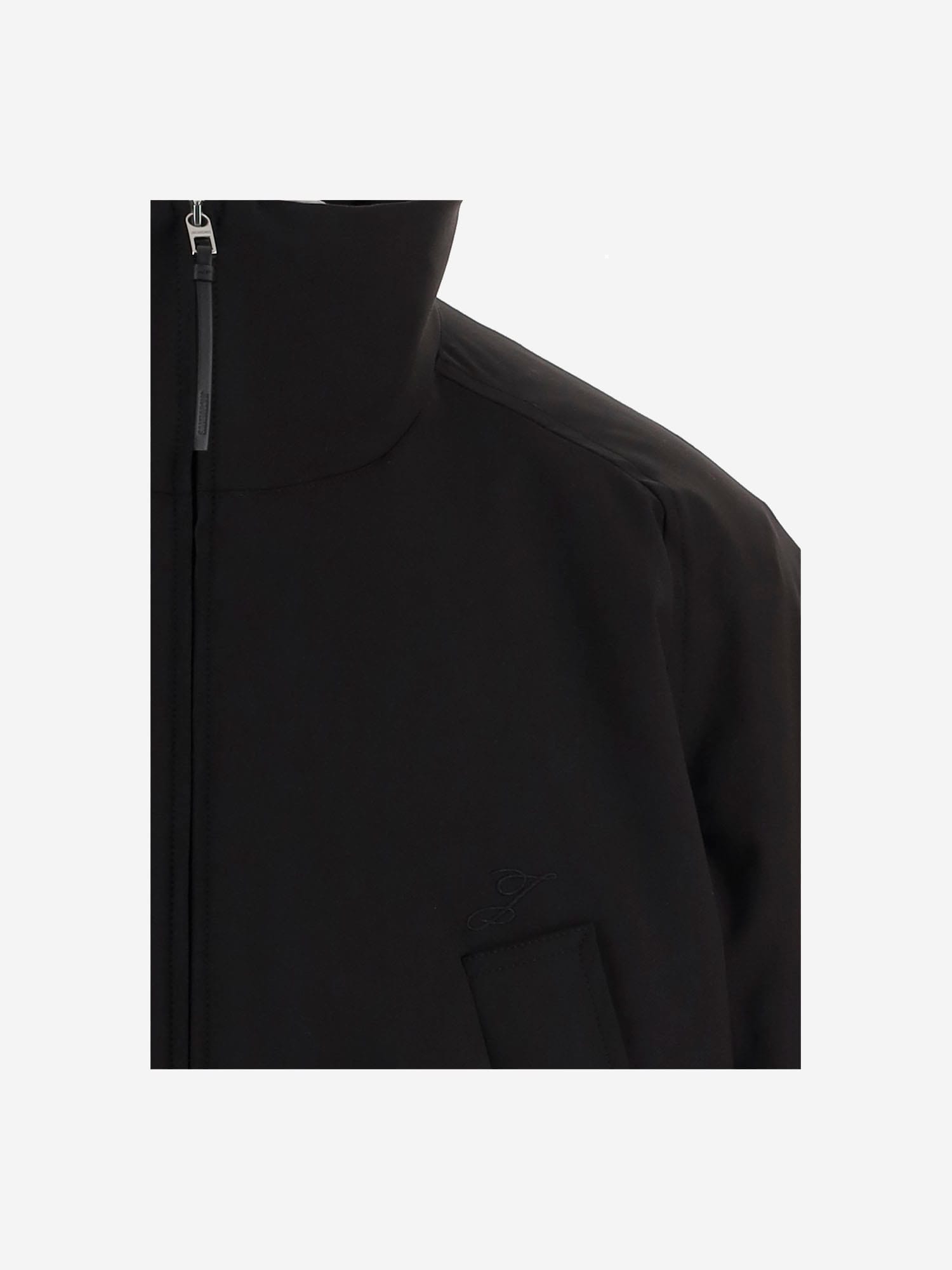 Jacquemus Stretch Cotton Blend Jacket With Zip And High Collar In Black