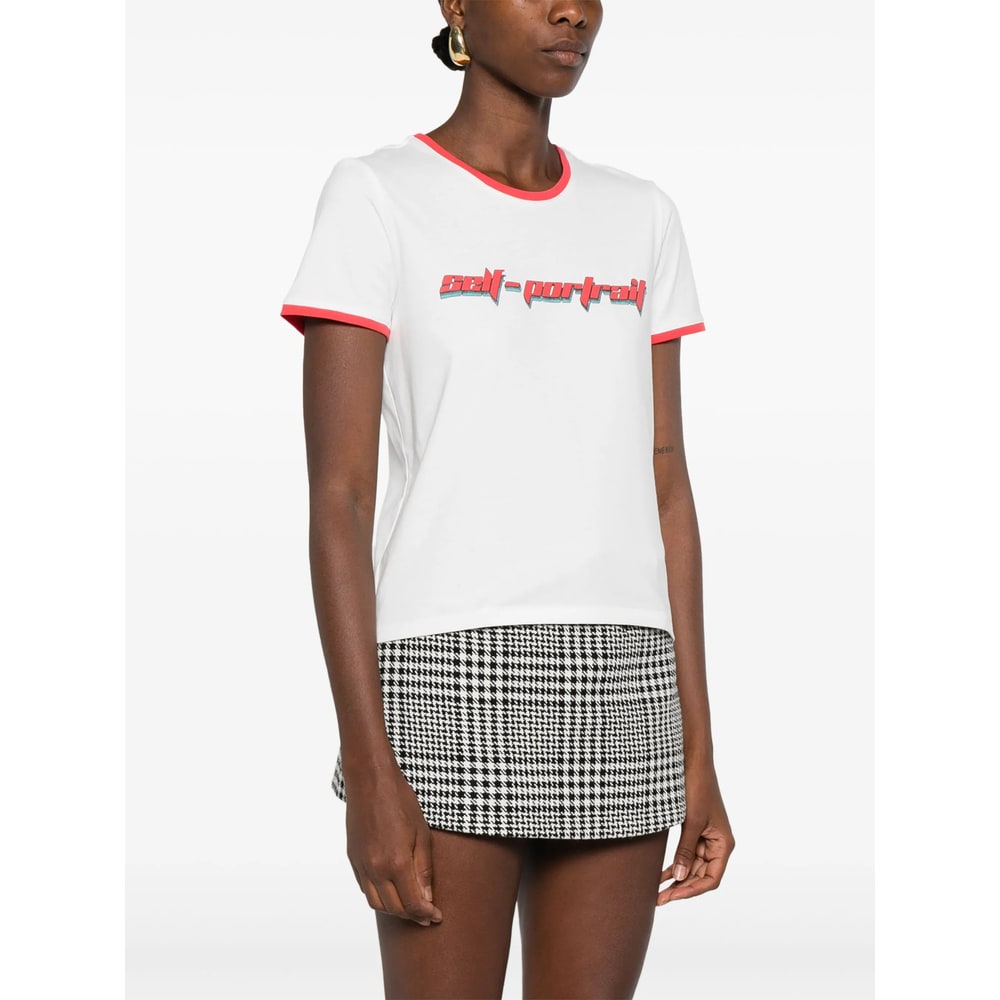 Self-portrait Cotton T Shirts In White