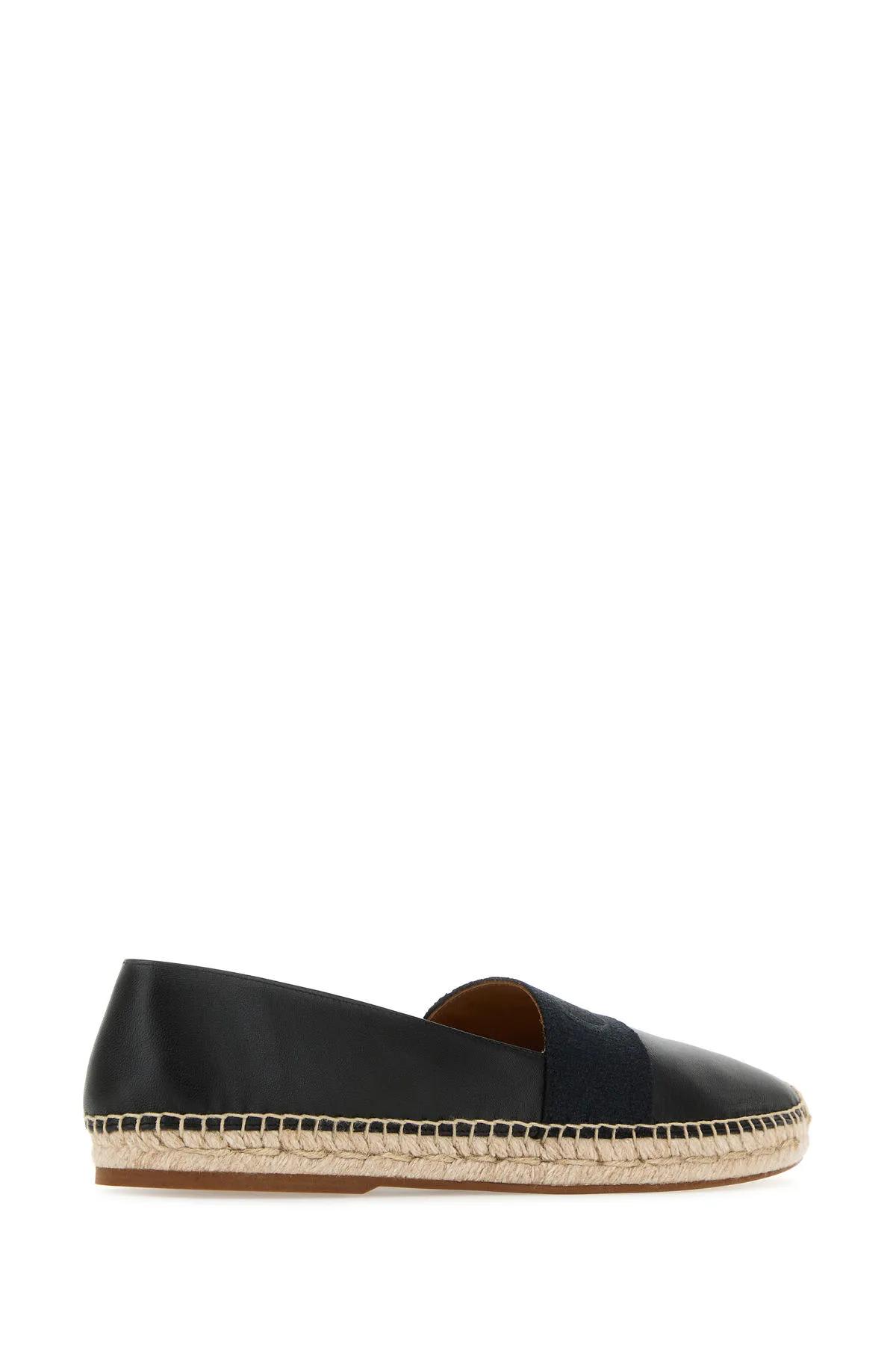 Shop Chloé Black Leather Woody Espadrilles