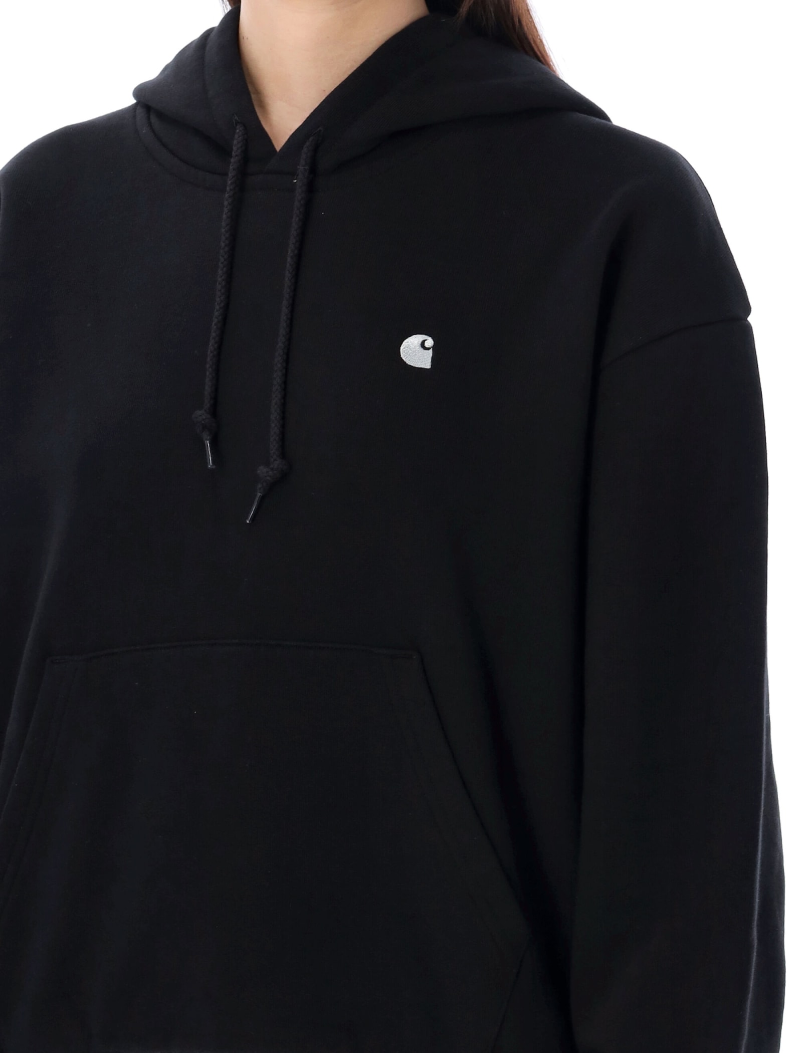 Carhartt Casey Logo-embroidered Cotton Hoodie In Black