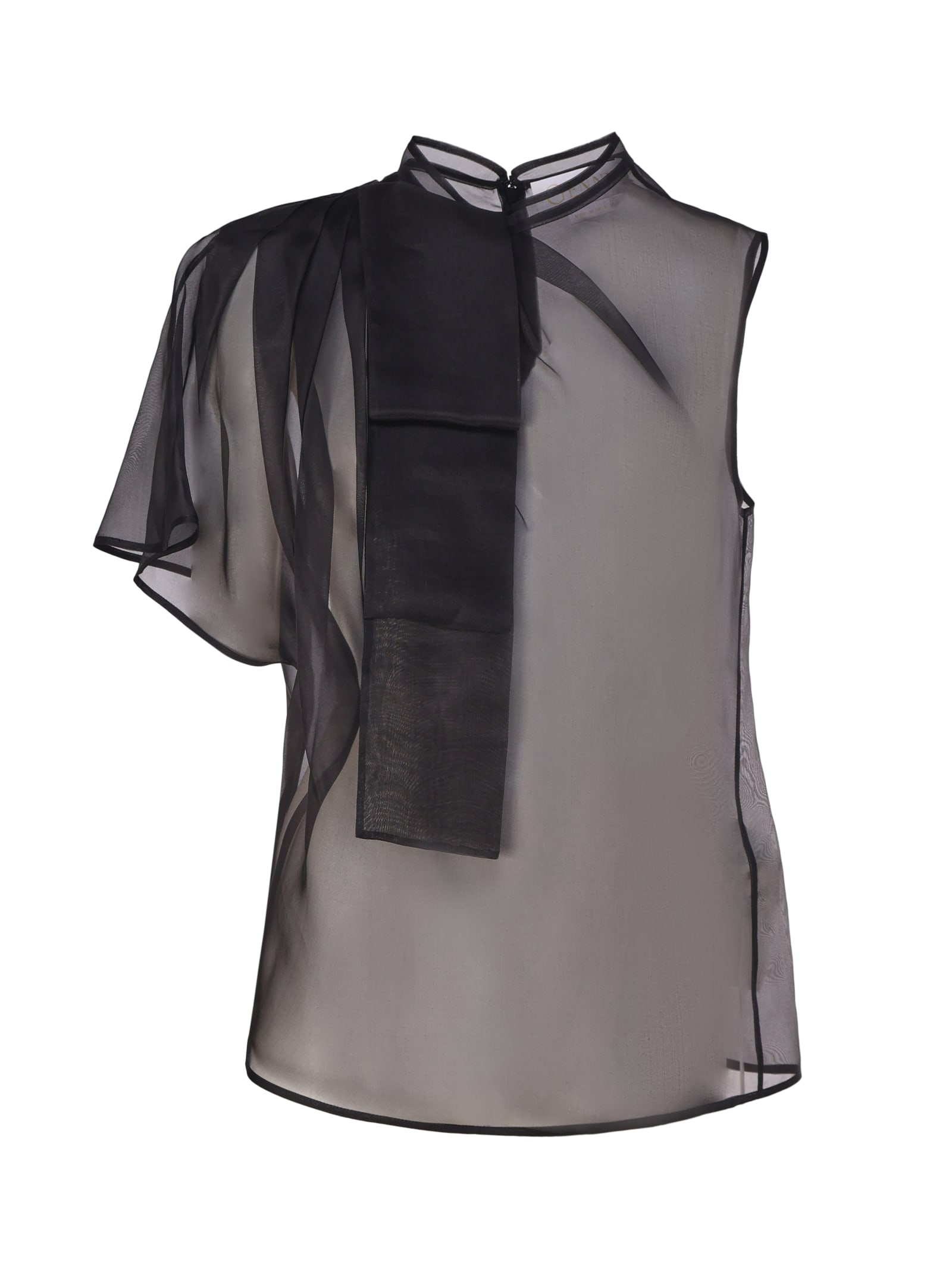 Shop Genny Asimmetrical Top In Silk In Black