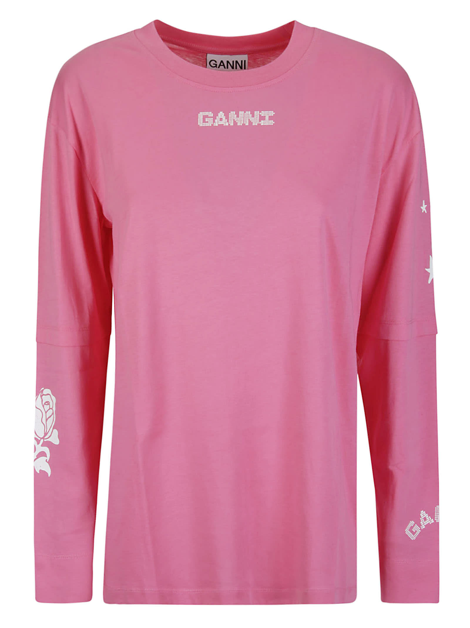 Ganni Light Jersey Layered Long Sleeve T-shirt