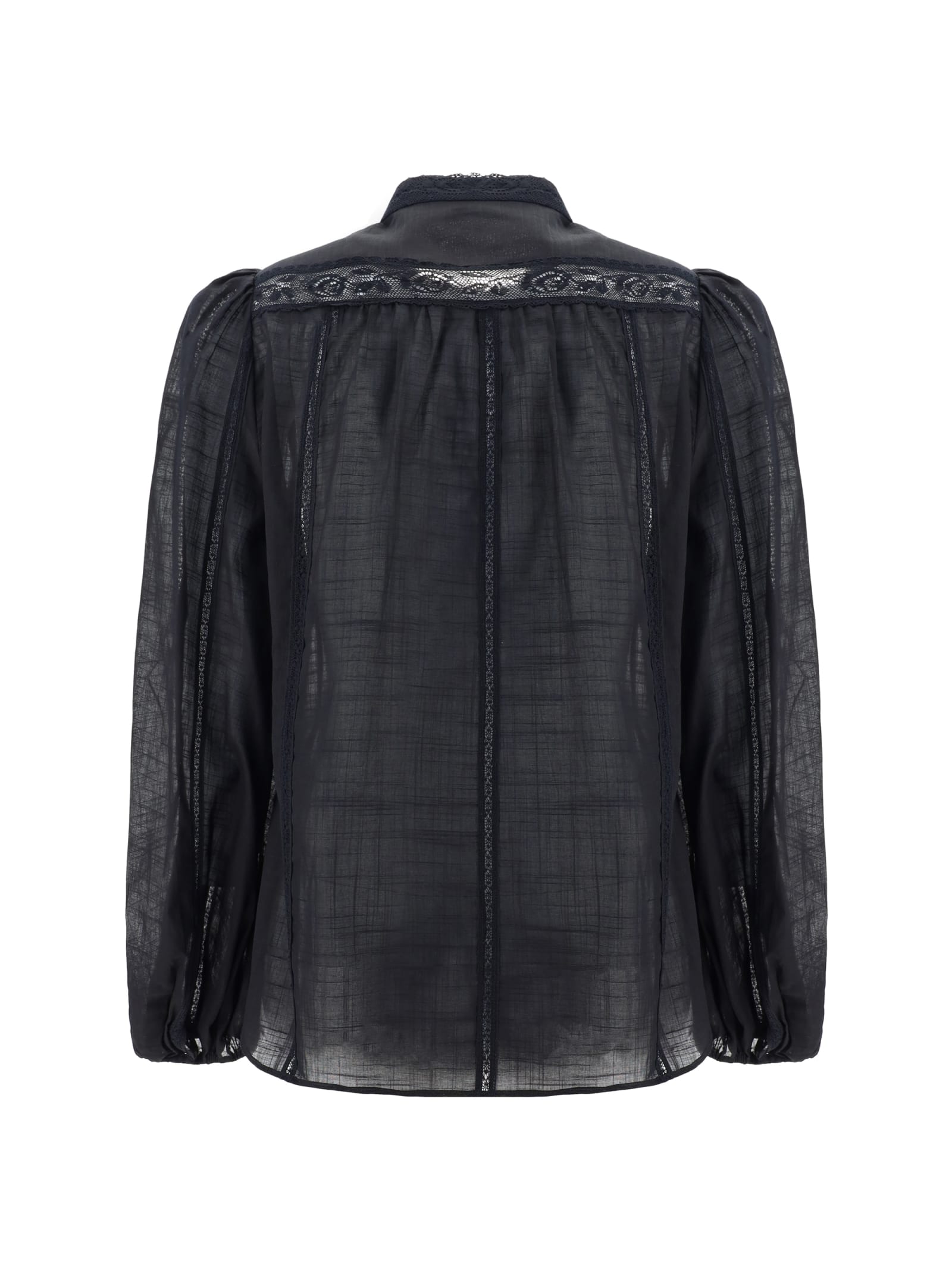 Shop Zimmermann Halliday Lace Trim Shirt In Black