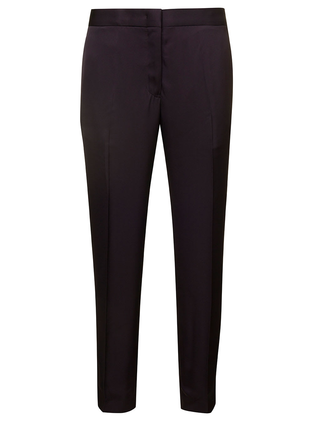 Black Slightly Cropped Tailored Pants In Viscose Woman