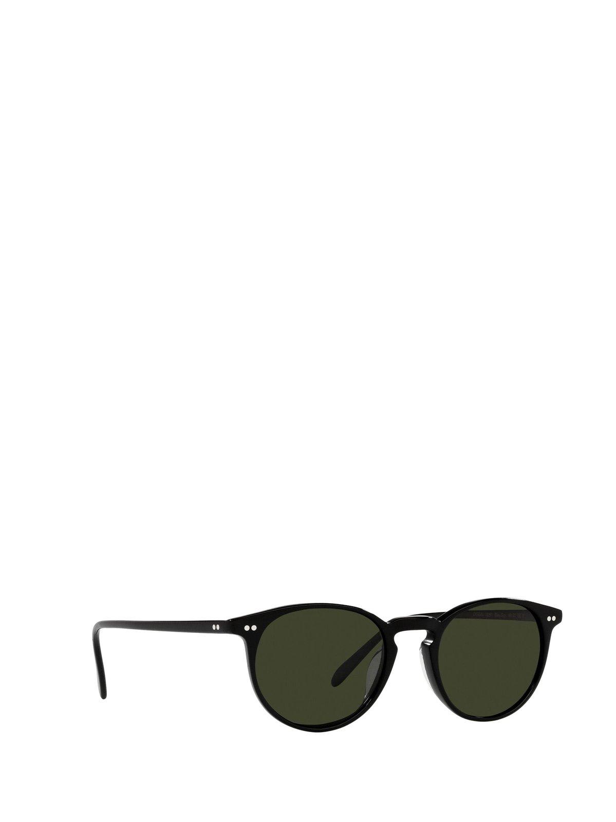 Shop Oliver Peoples Riley Sun Round Frame Sunglasses In 1005p1