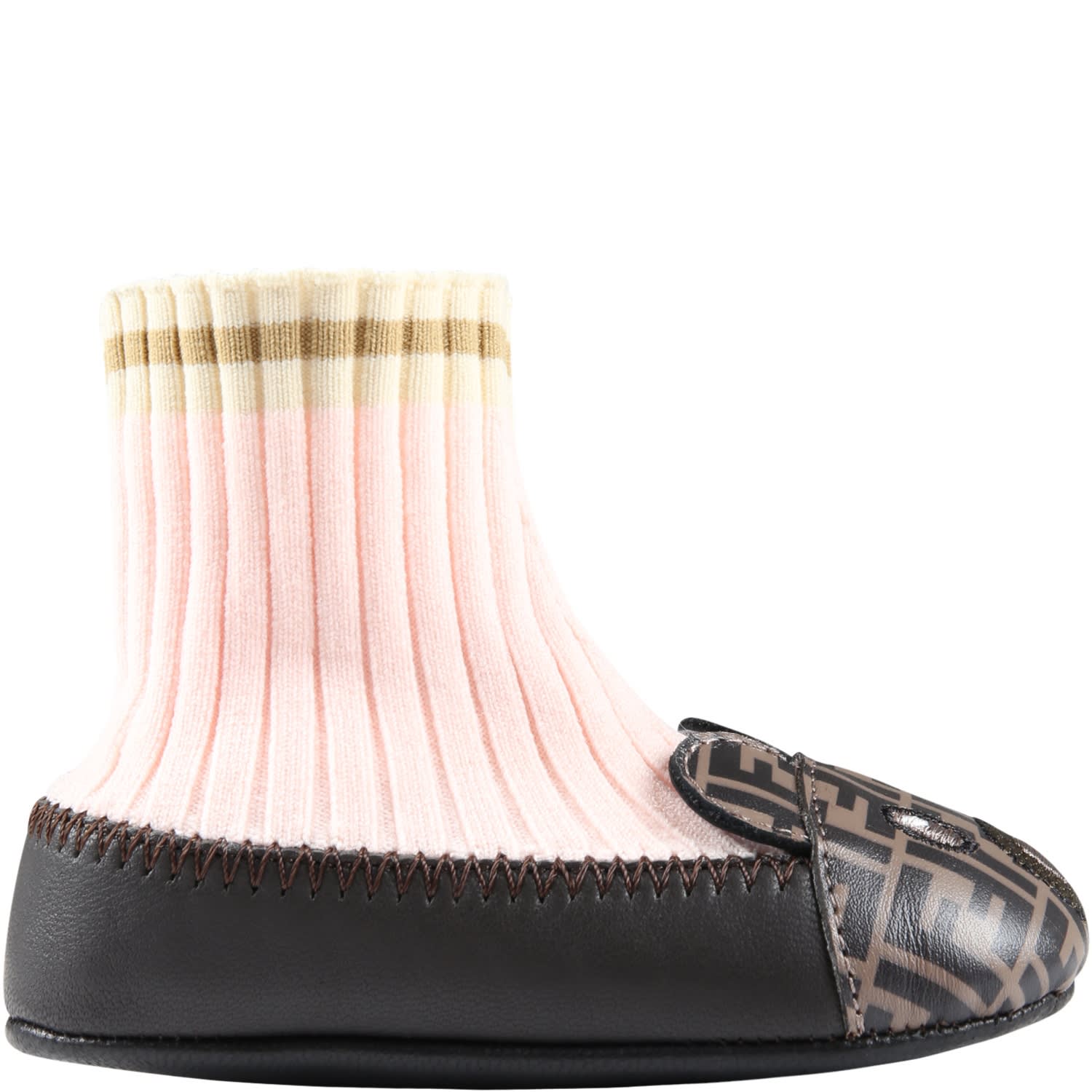 Fendi Multicolor Ballet Flats For Baby Girl With Bear