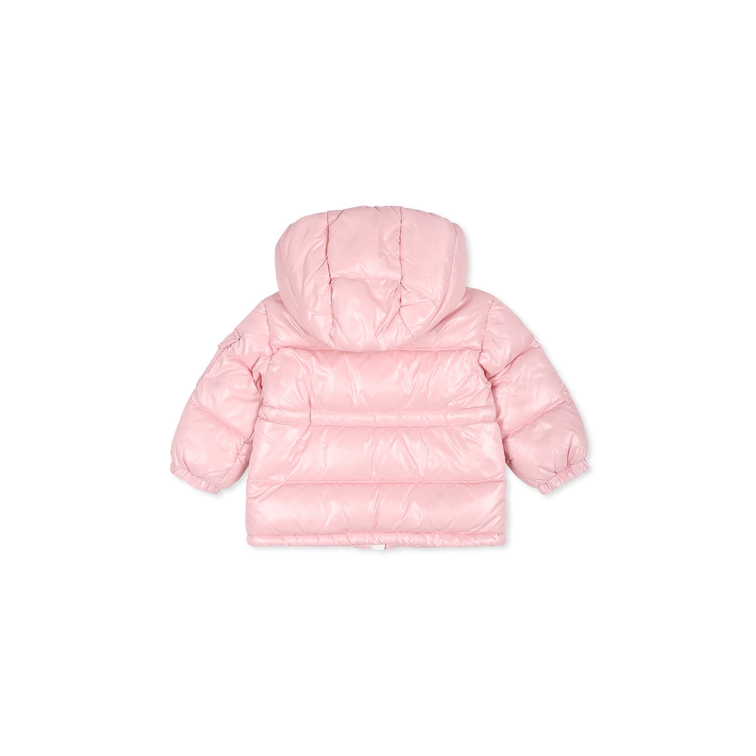 Shop Moncler Maire Pink Down Jacket For Baby Girl With Logo