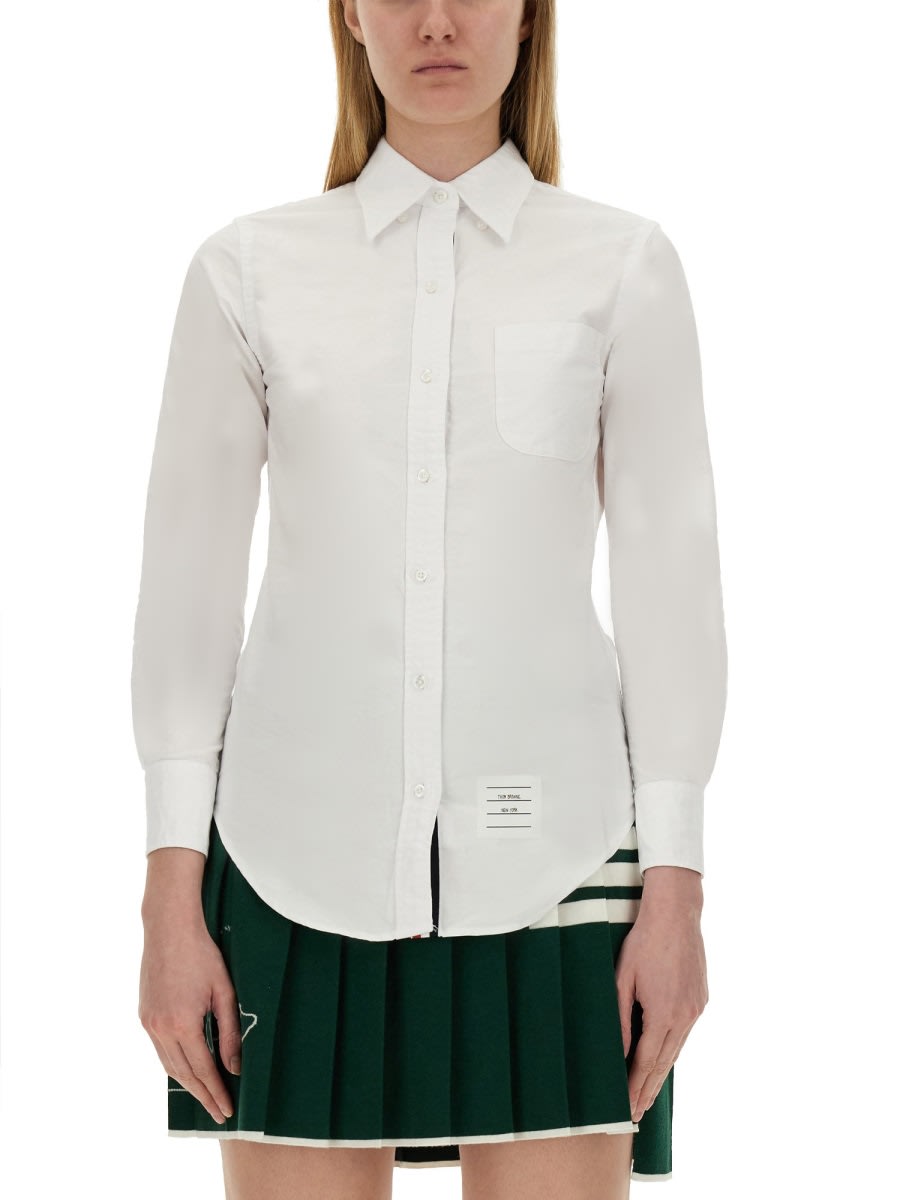 Shop Thom Browne Shirt With Logo In White