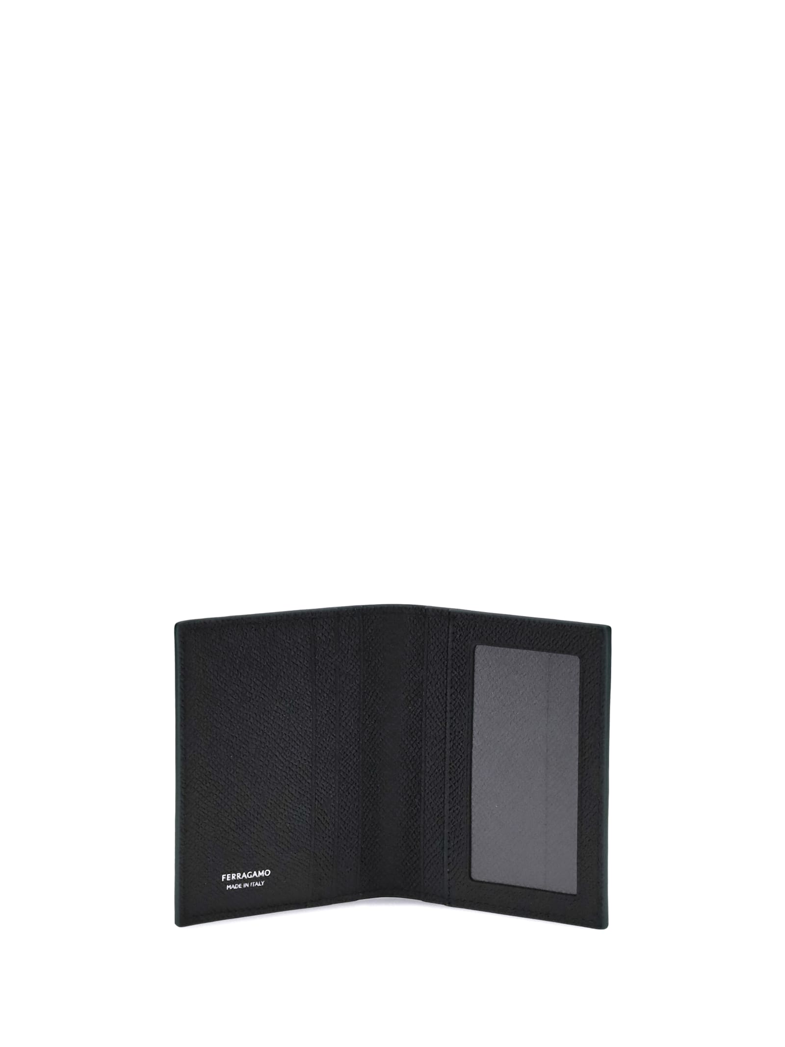 Ferragamo Leather Card Holder In Green
