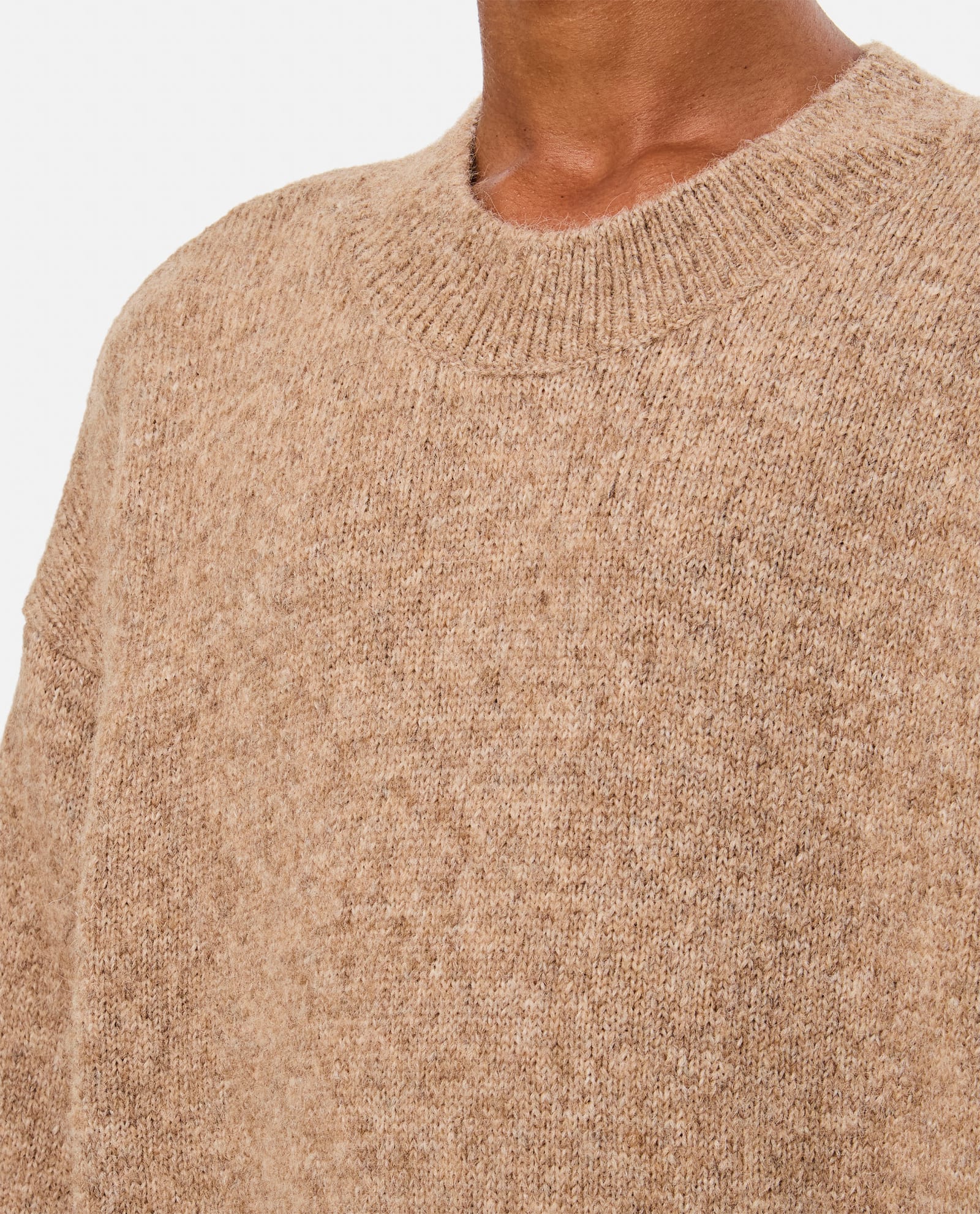 Shop Jacquemus Le Pull  Crewneck Sweater In Beige