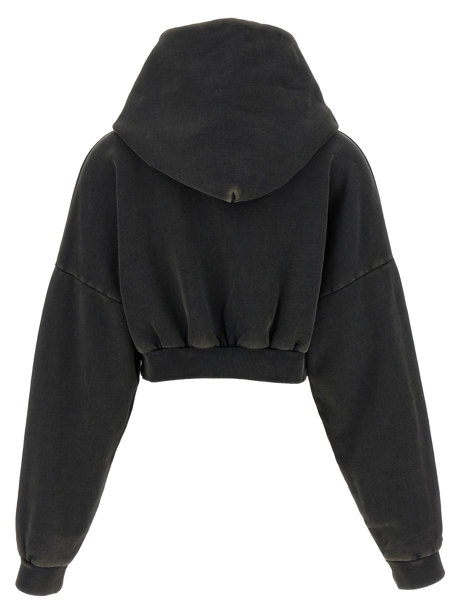 Entire Studios Cropped Heavy Hood Sweatshirt In Black