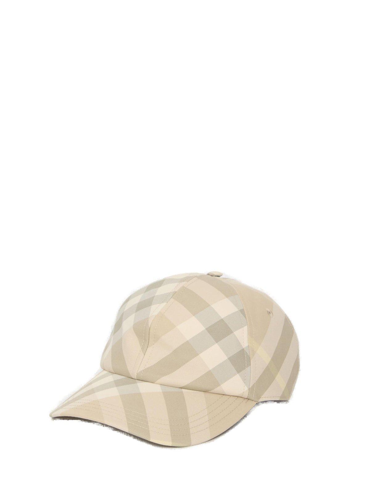 Burberry Checked Baseball Hat In Brown/white