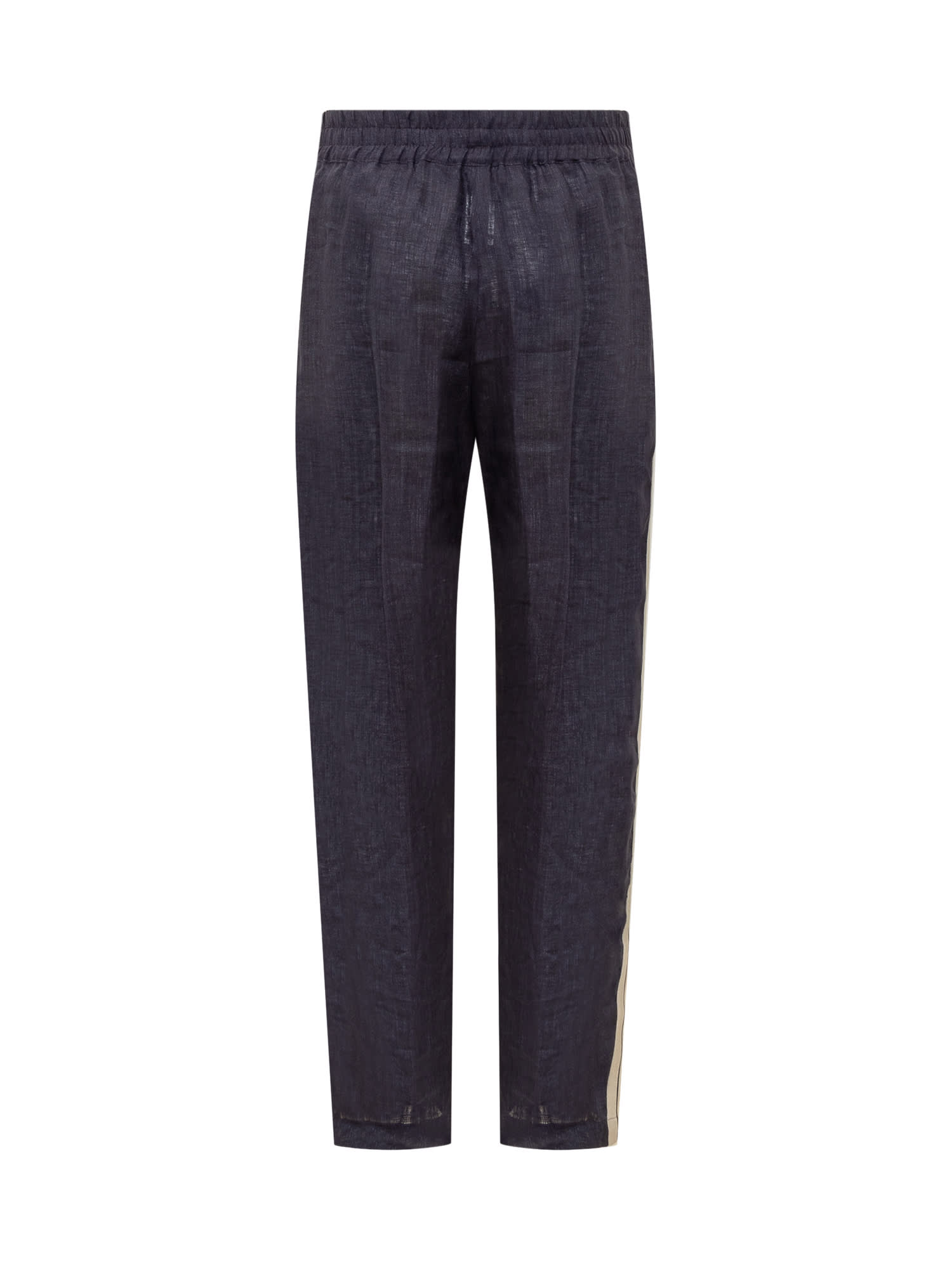 Shop Palm Angels Linen Track Logo Pants In Navy Blue