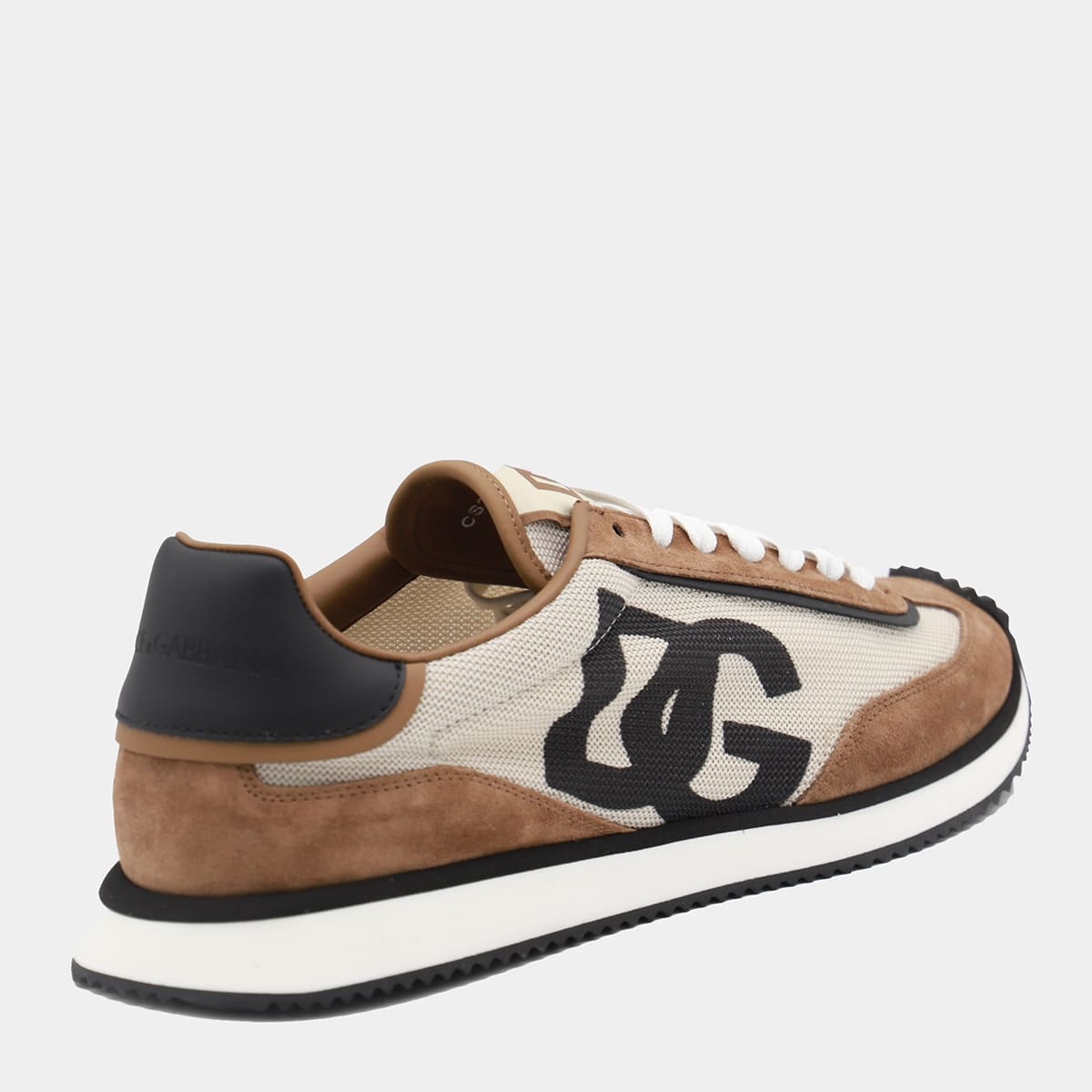 Shop Dolce & Gabbana Brown And Beige Leather Sneakers