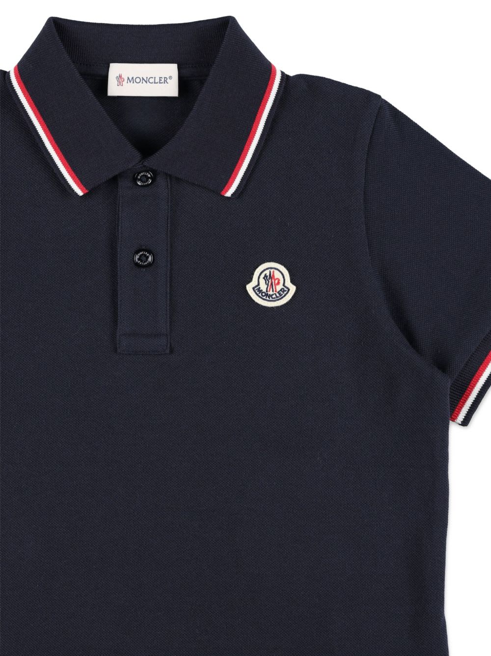 Moncler Enfant Polo With Logo Appliqué In Blue