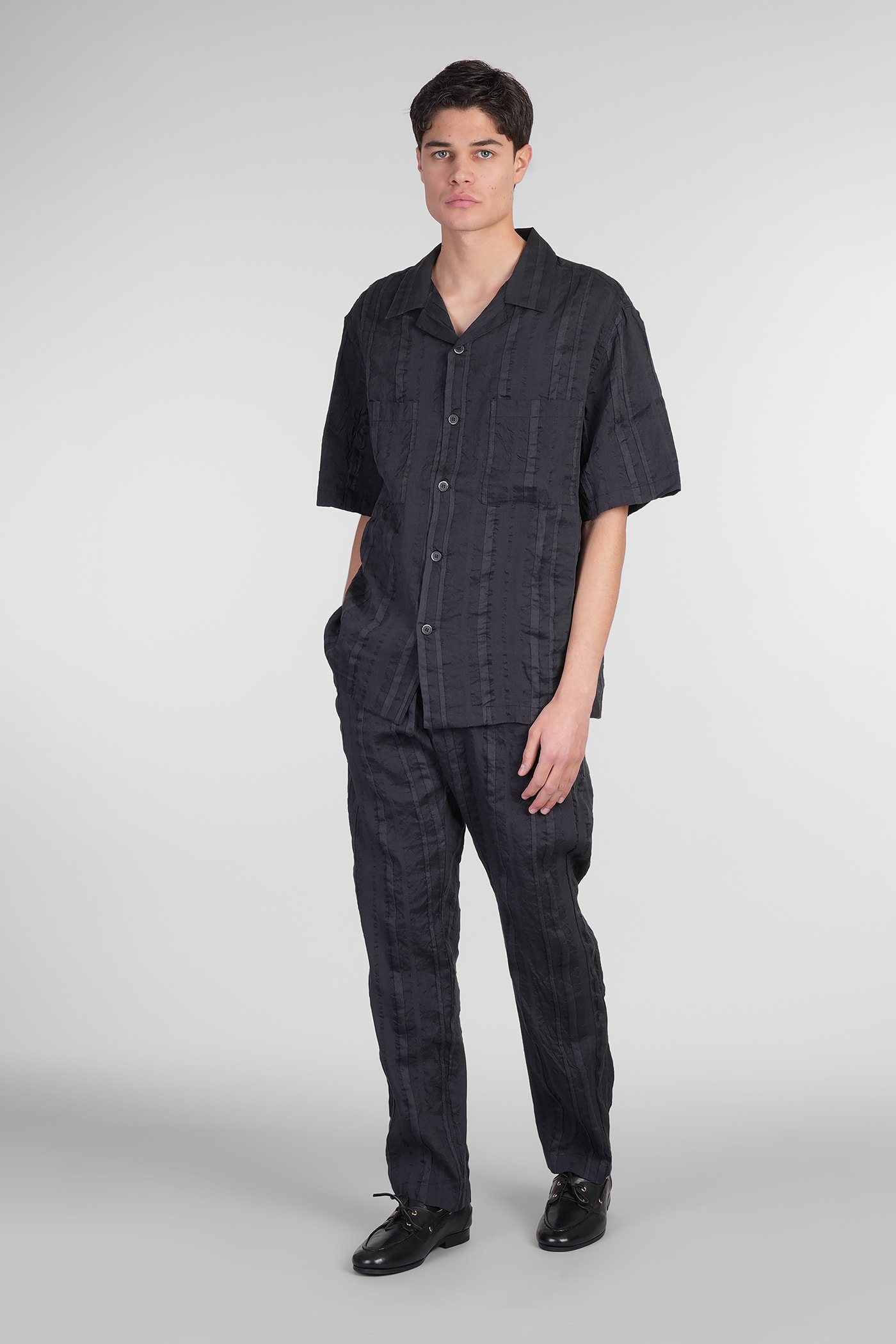BARENA VENEZIA BATIVOGA PANTS IN BLACK LINEN 