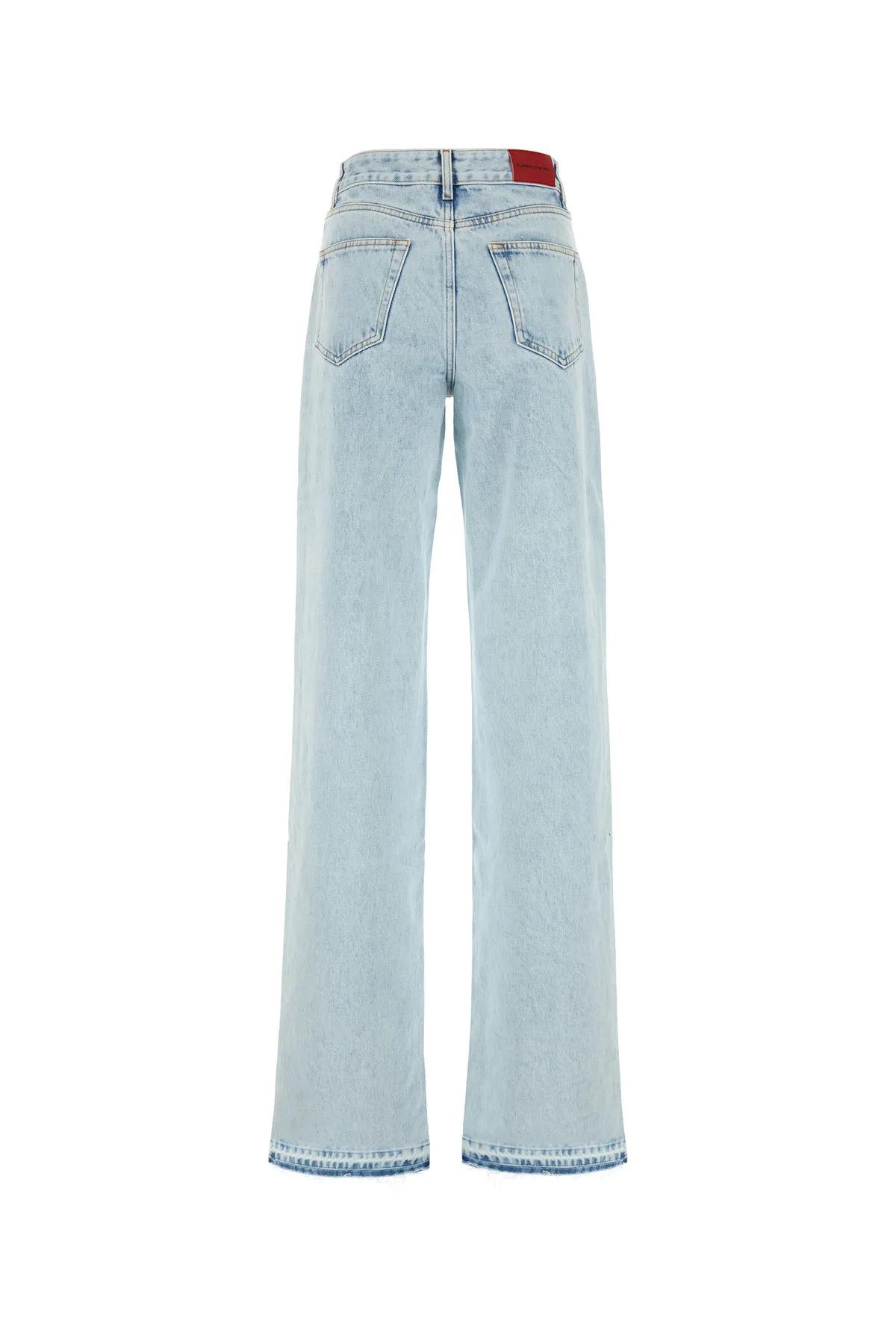 Shop Alessandra Rich Denim Jeans In Light Blue