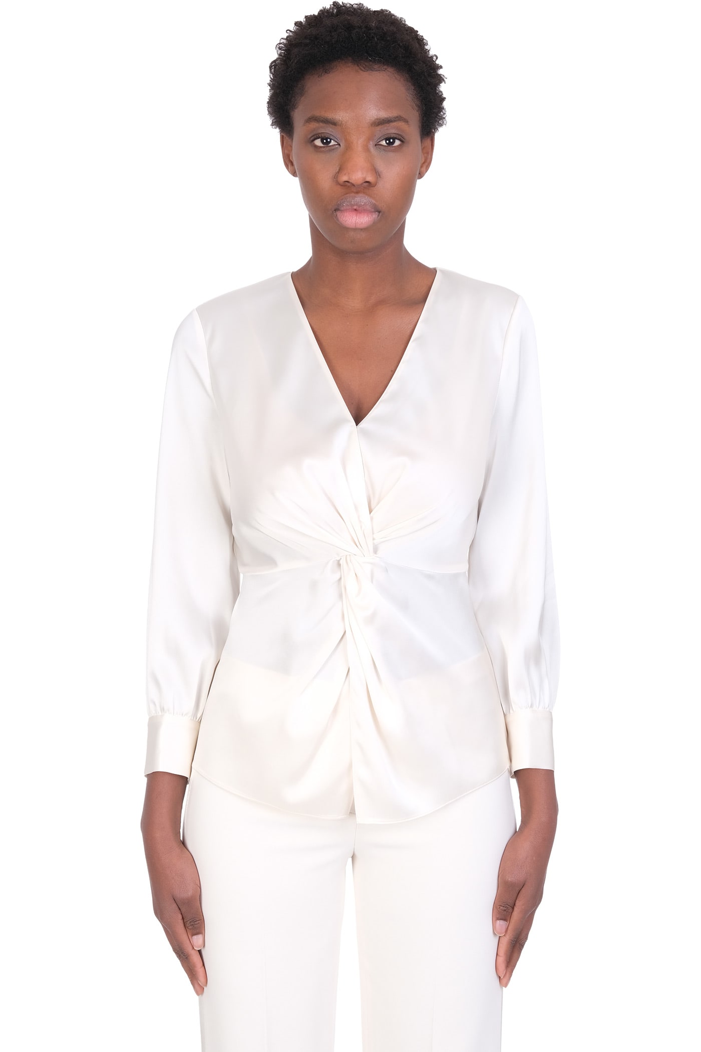 Theory Blouse In White Synthetic Fibers