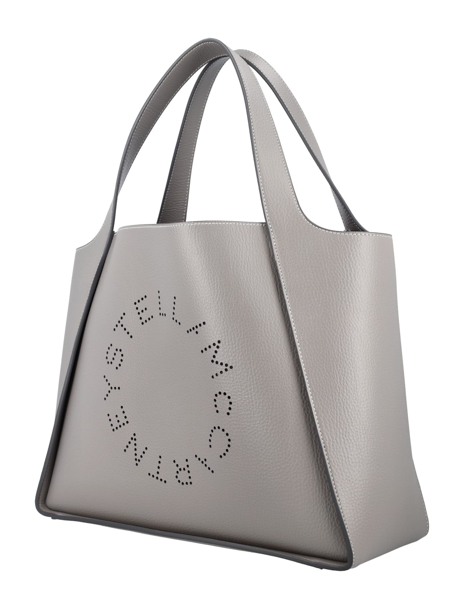 Shop Stella Mccartney Logo Grainy Alter Mat Tote Bag In Smoke