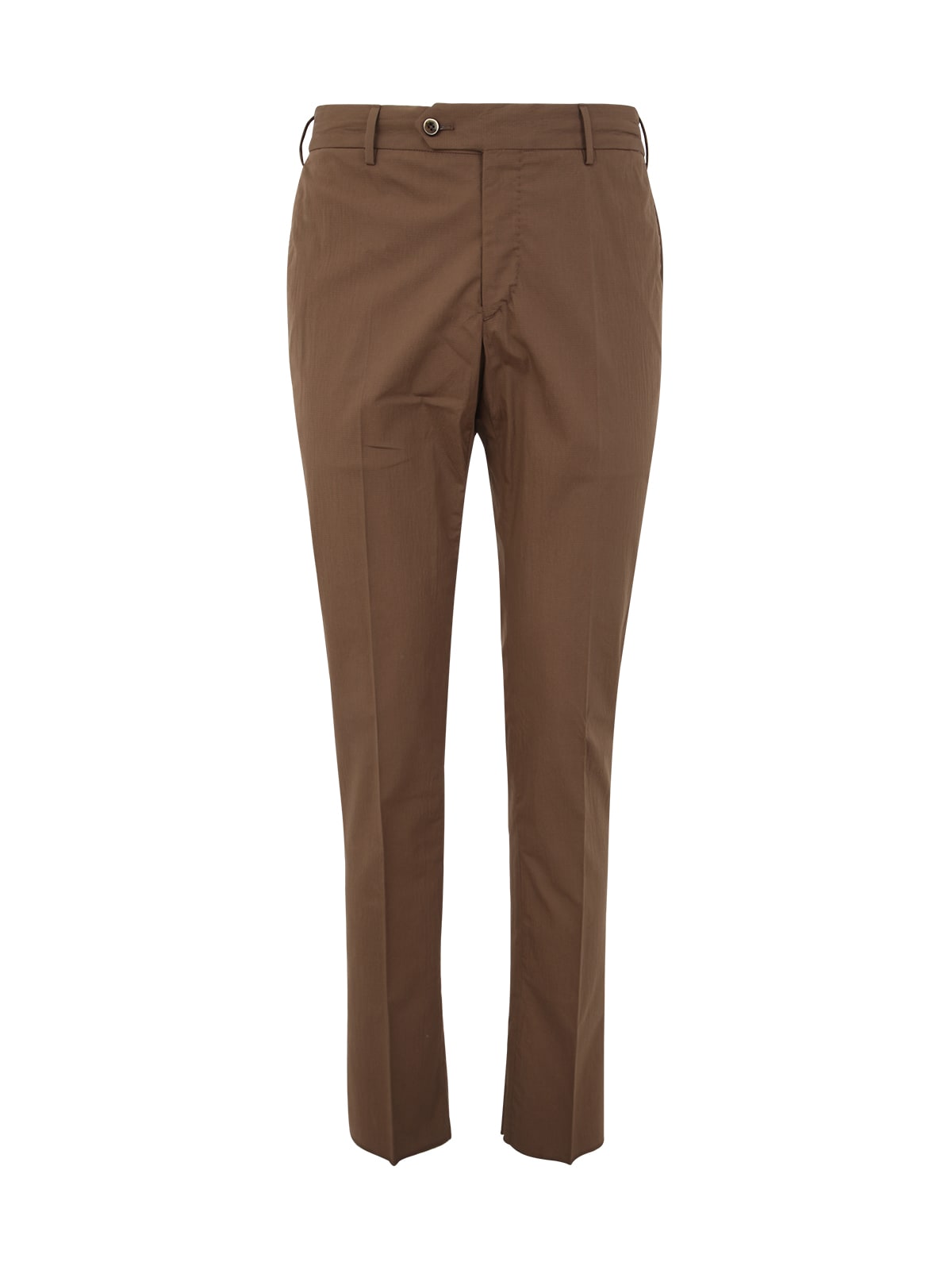 Shop Pt01 Man Seersucker Trousers With Coulisse In Colonial