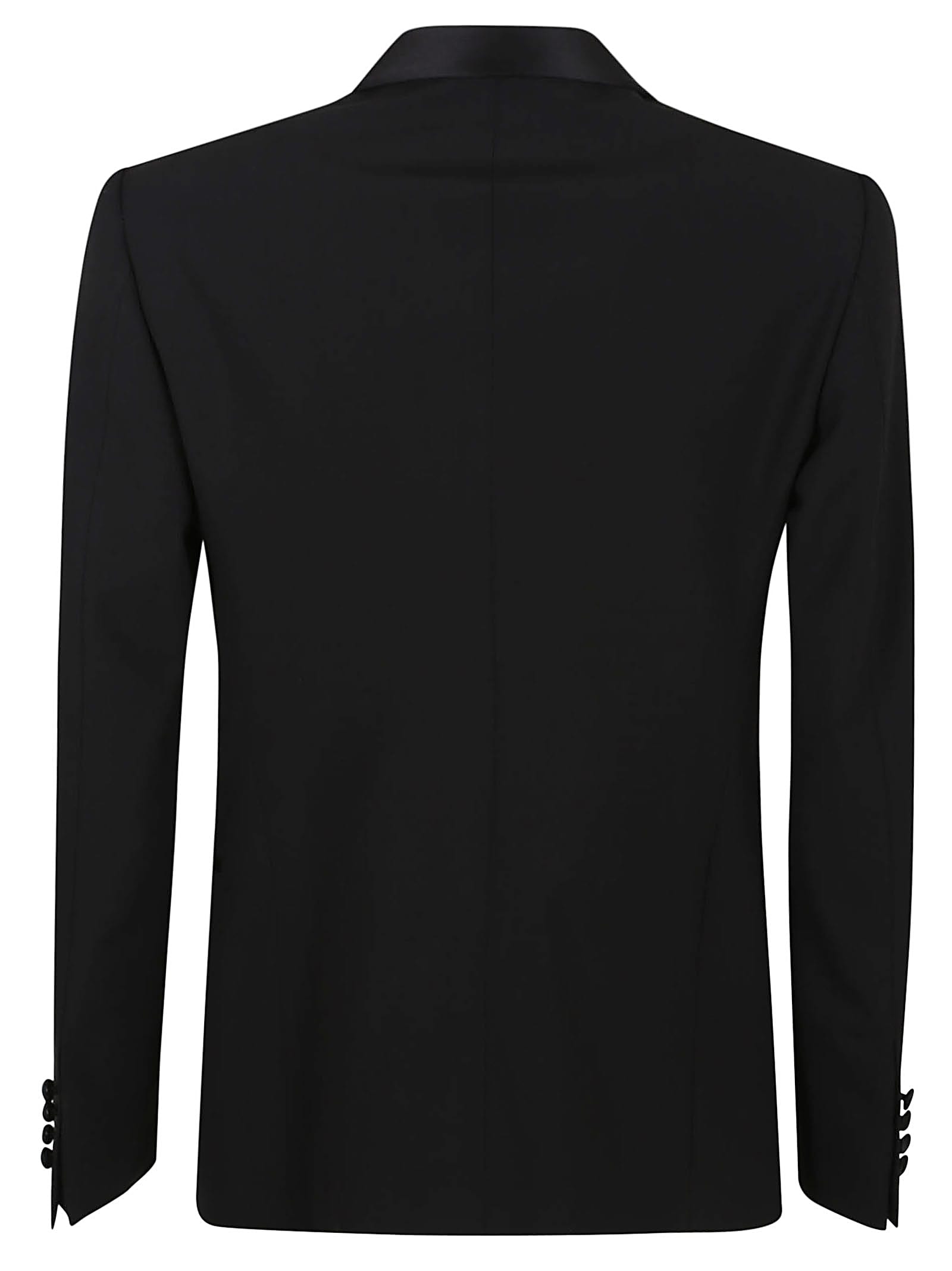Emporio Armani Tailored Suit With Satin Lapel And Jetted Pockets In Black Beauty