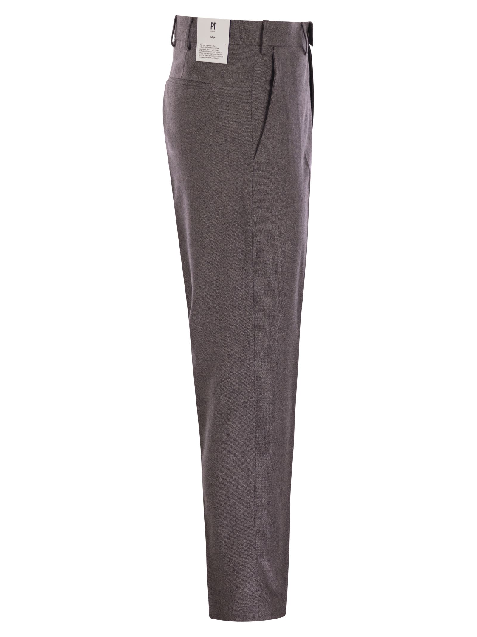 Pt Torino Rebel - Wool And Silk Flannel Trousers In Brown